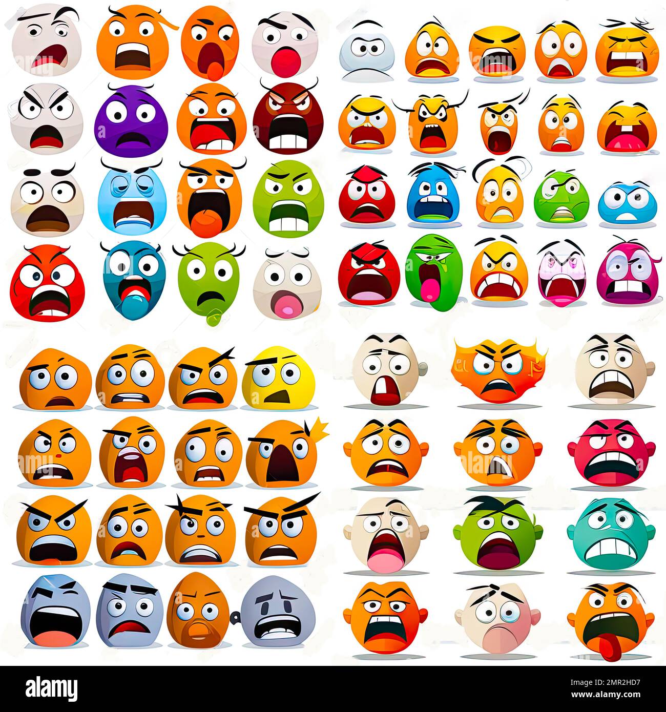 différentes émoticônes visages avec différentes émotions différentes