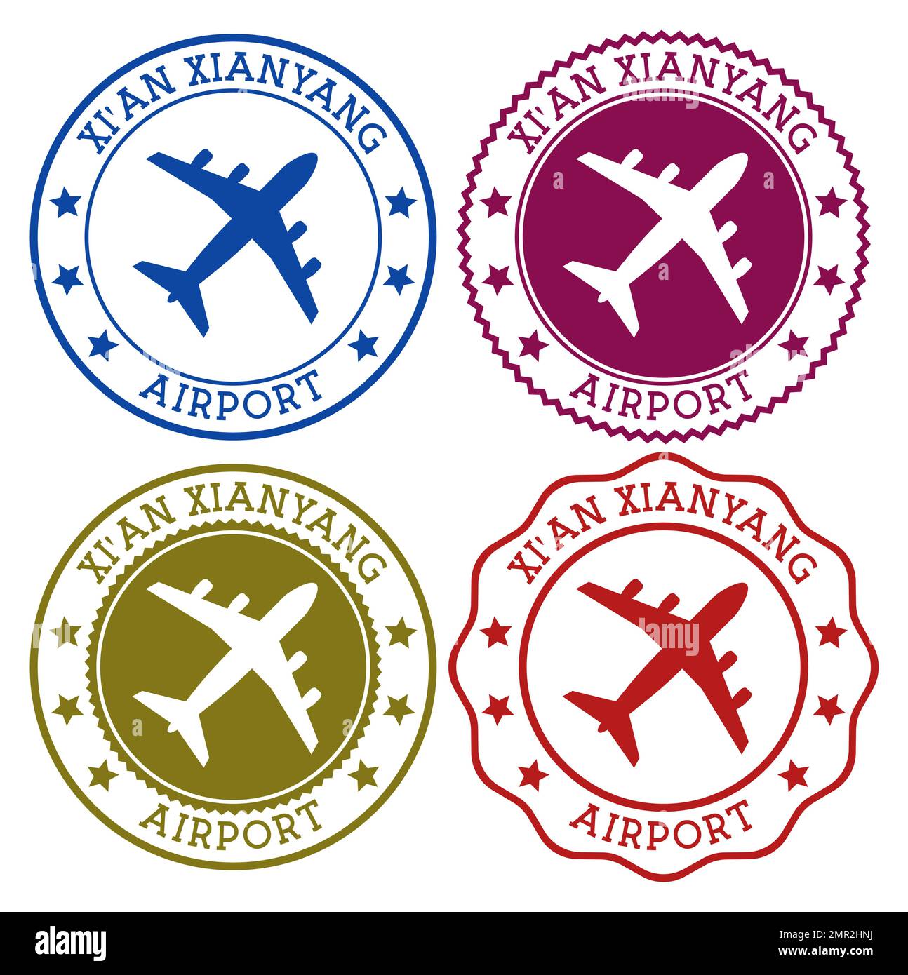 Aéroport de Xi'an Xianyang. Logo de l'aéroport de Xianyang. Emboutis à plat dans la palette de couleurs du matériau. Illustration vectorielle. Illustration de Vecteur