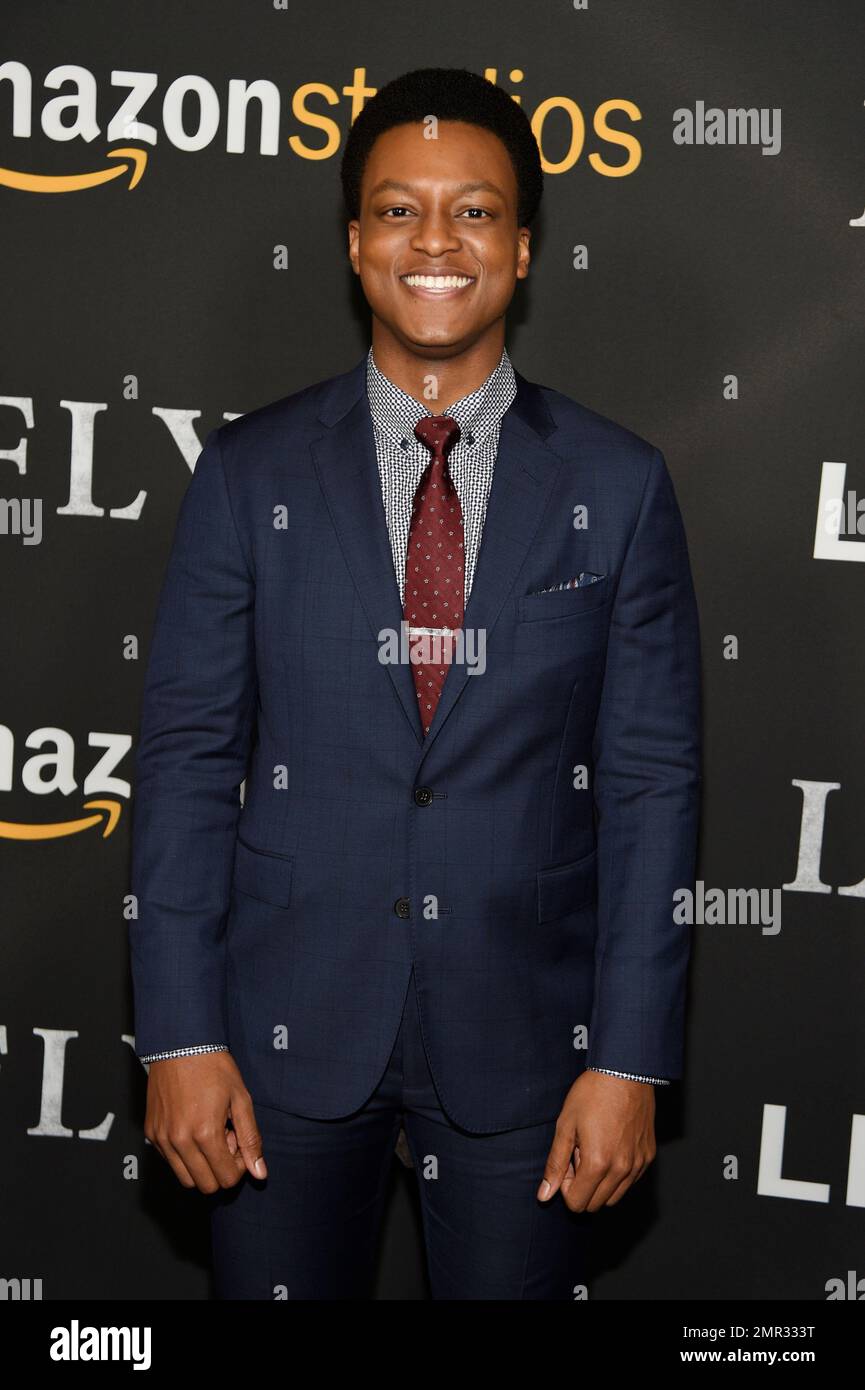 Cast member J. Quinton Johnson poses at the premiere of the film "Last Flag Flying" at the Directors Guild of America on Wednesday, Nov. 1, 2017, in Los Angeles. (Photo by Chris Pizzello/Invision/AP) Banque D'Images