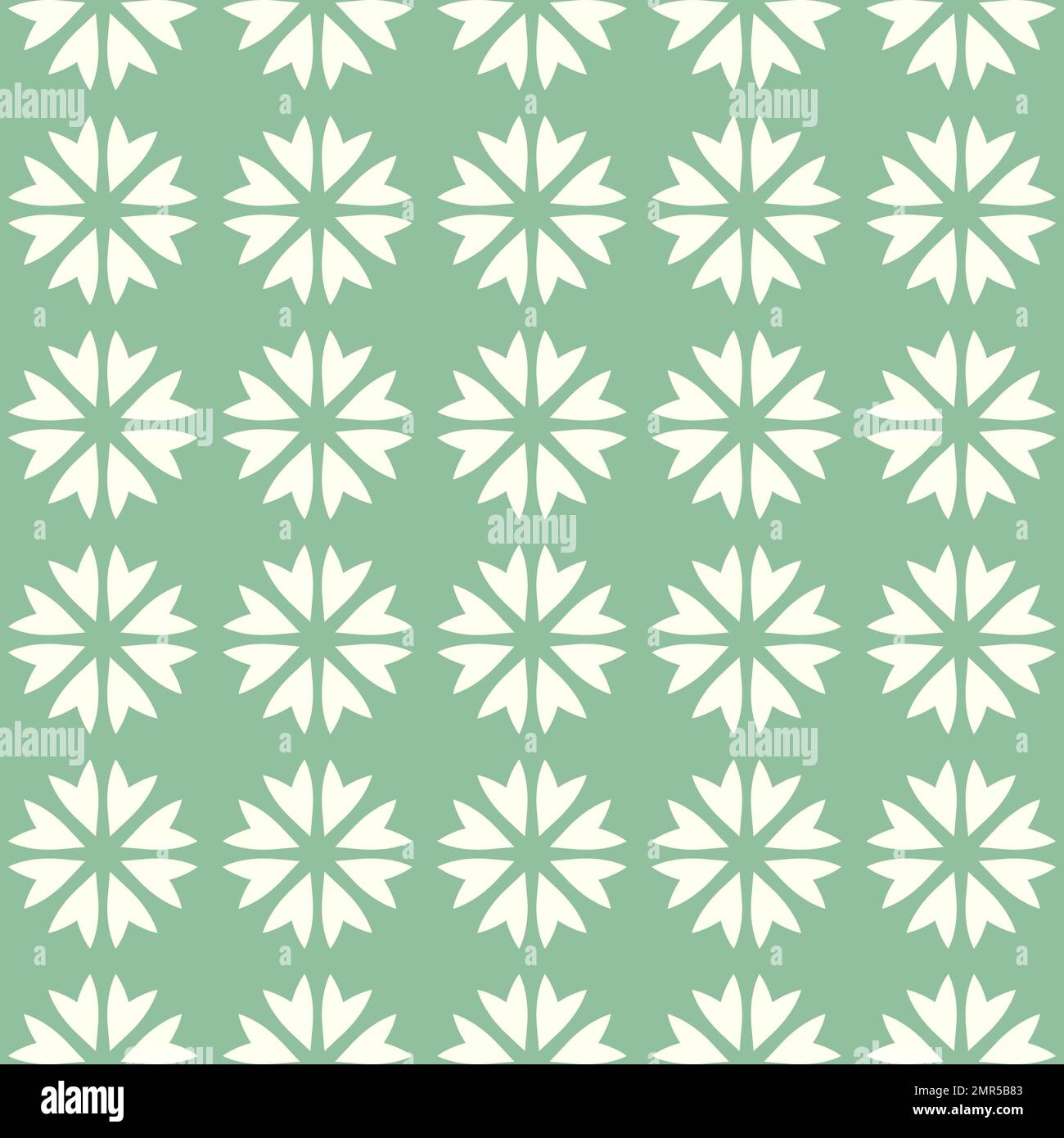 Vecteur abstrait mosaïque de motif sans couture des fleurs dans arrangement linéaire sur fond vert. Papier peint rétro au design naturel Illustration de Vecteur