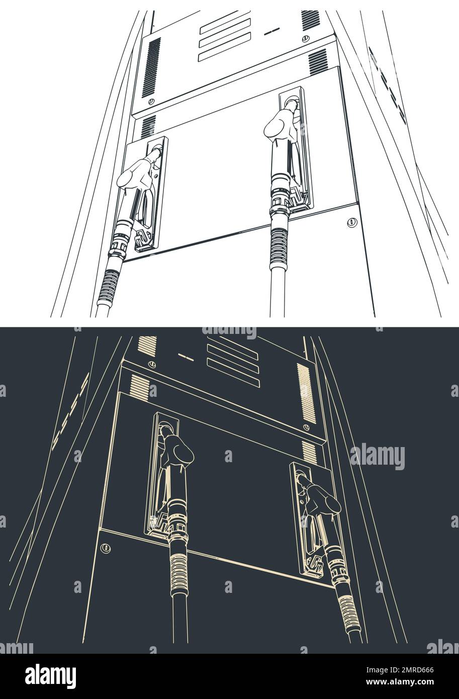Illustrations vectorielles stylisées du distributeur de carburant en gros plan Illustration de Vecteur