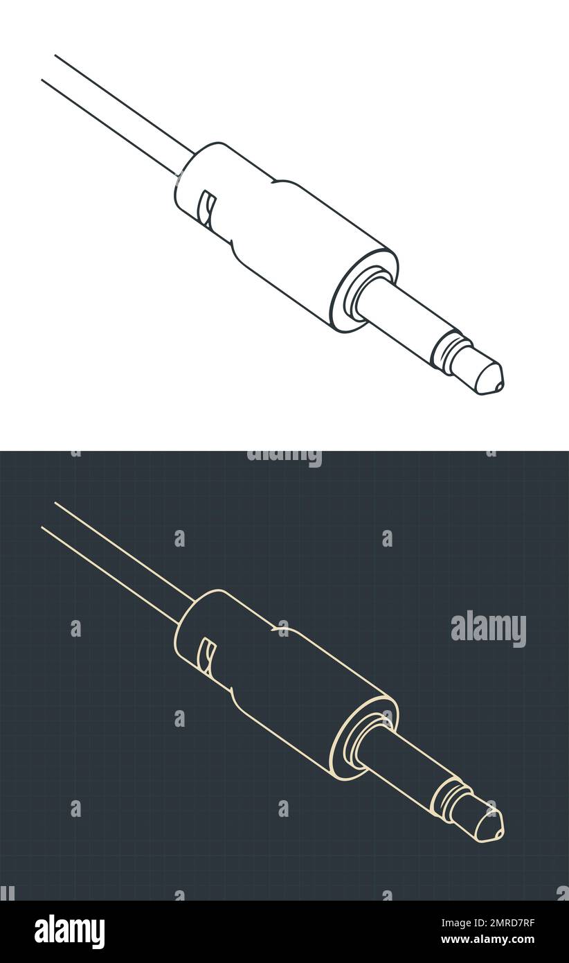 Illustration vectorielle stylisée de dessins isométriques de mini-jack de 3,5 mm Illustration de Vecteur