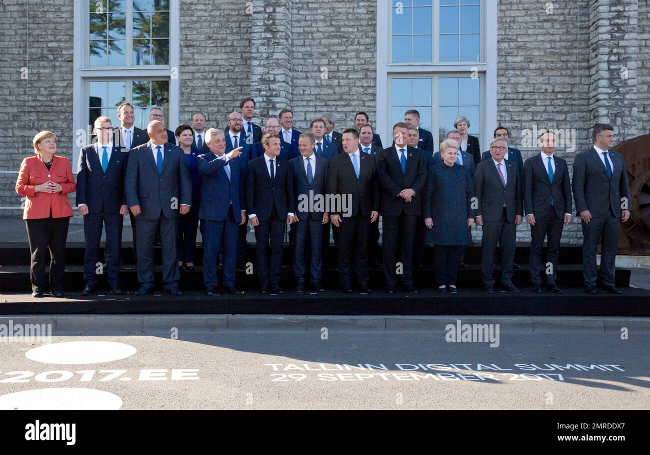 European Union heads of state and government pose during a group photo