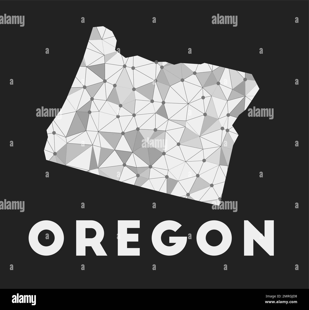 Oregon - carte du réseau de communication de l'état des États-Unis. Design géométrique tendance Oregon sur fond sombre. Illustration de Vecteur