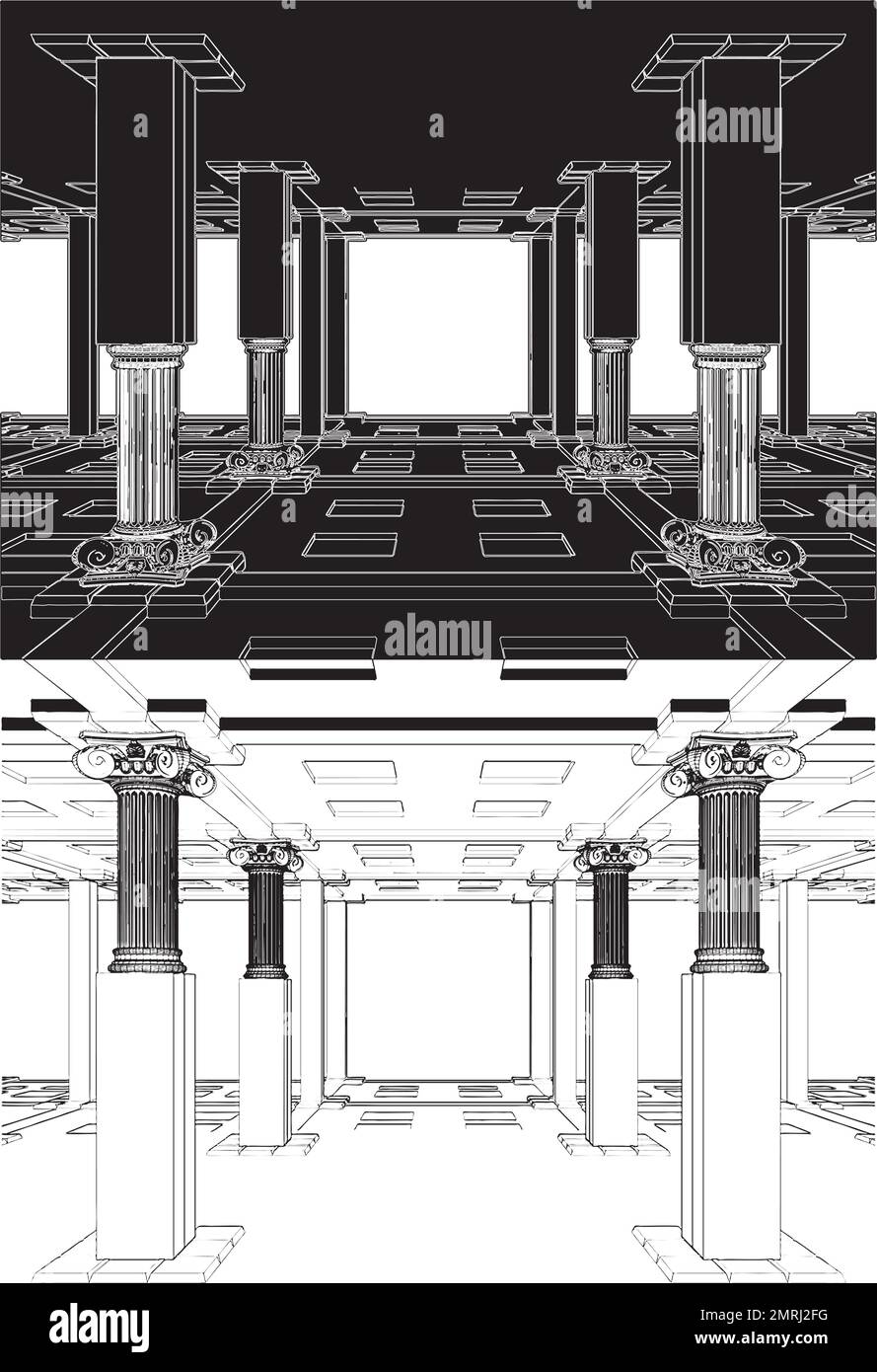 Intérieur avec vecteur de colonnes anciennes Illustration de Vecteur