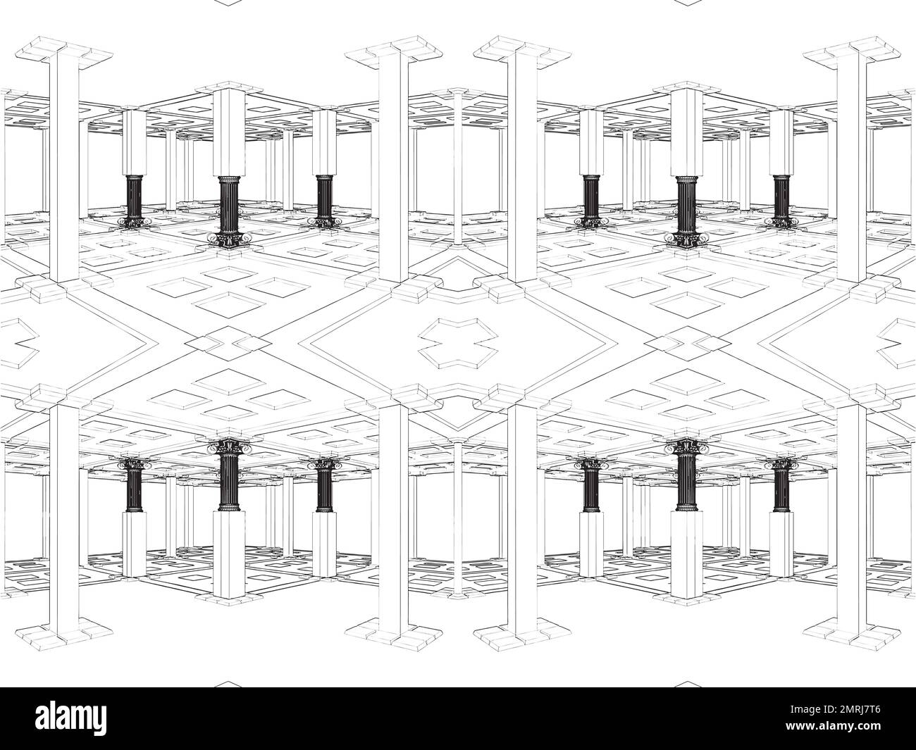 Intérieur avec vecteur de colonnes anciennes Illustration de Vecteur