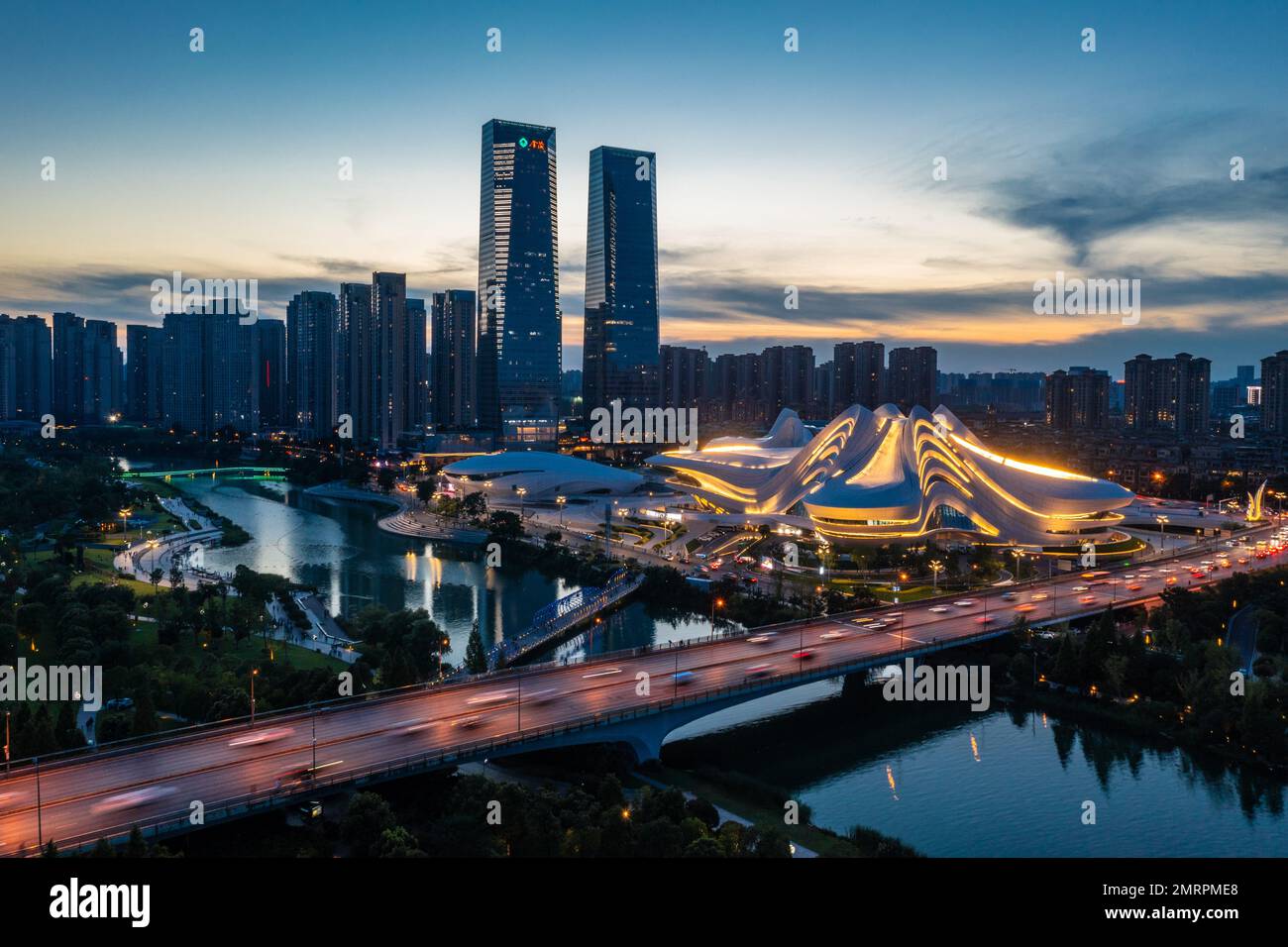 hunan changsha mei sihu paysage de nuit dans le parc Banque D'Images