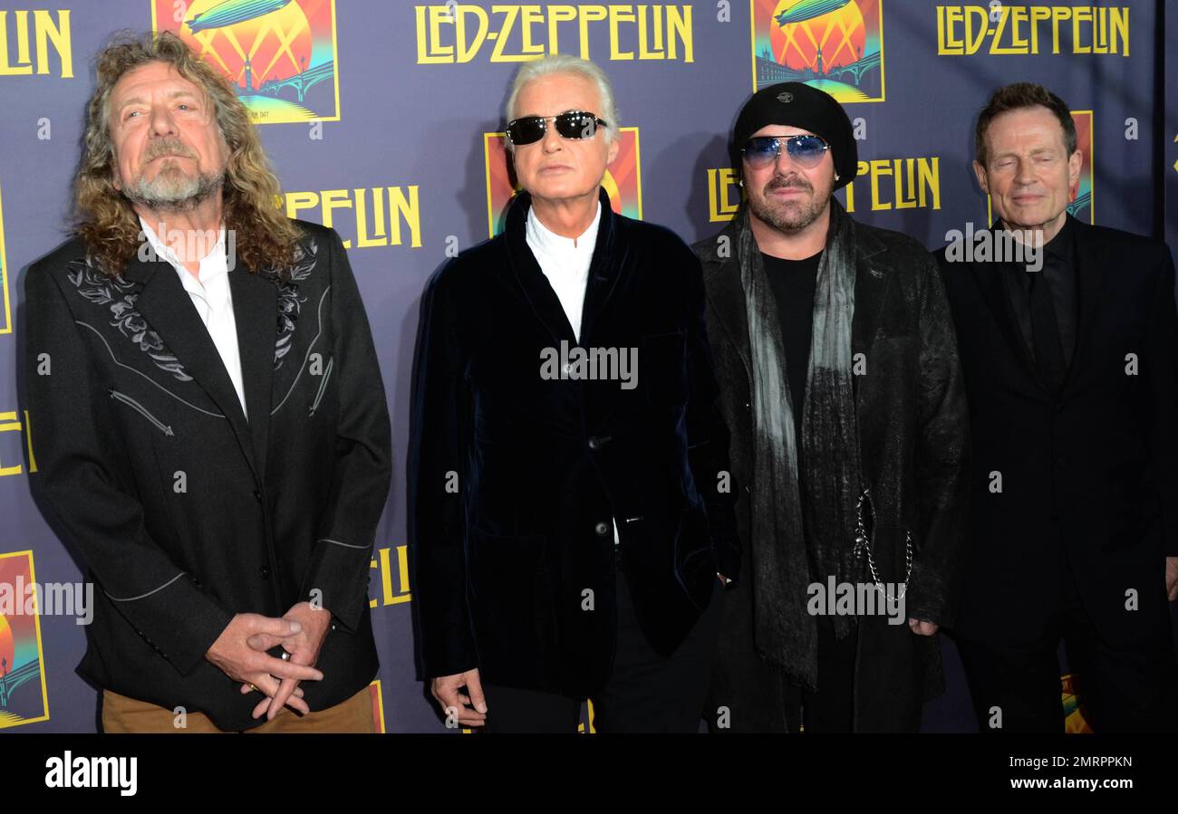 John Paul Jones, Robert Plant, Jimmy page et Jason Bonham de 'LED Zeppelin'  assistent à la première de 'LED Zeppelin: Celebration Day' qui s'est tenue  au théâtre Ziegfeld. Celebration Day capture son