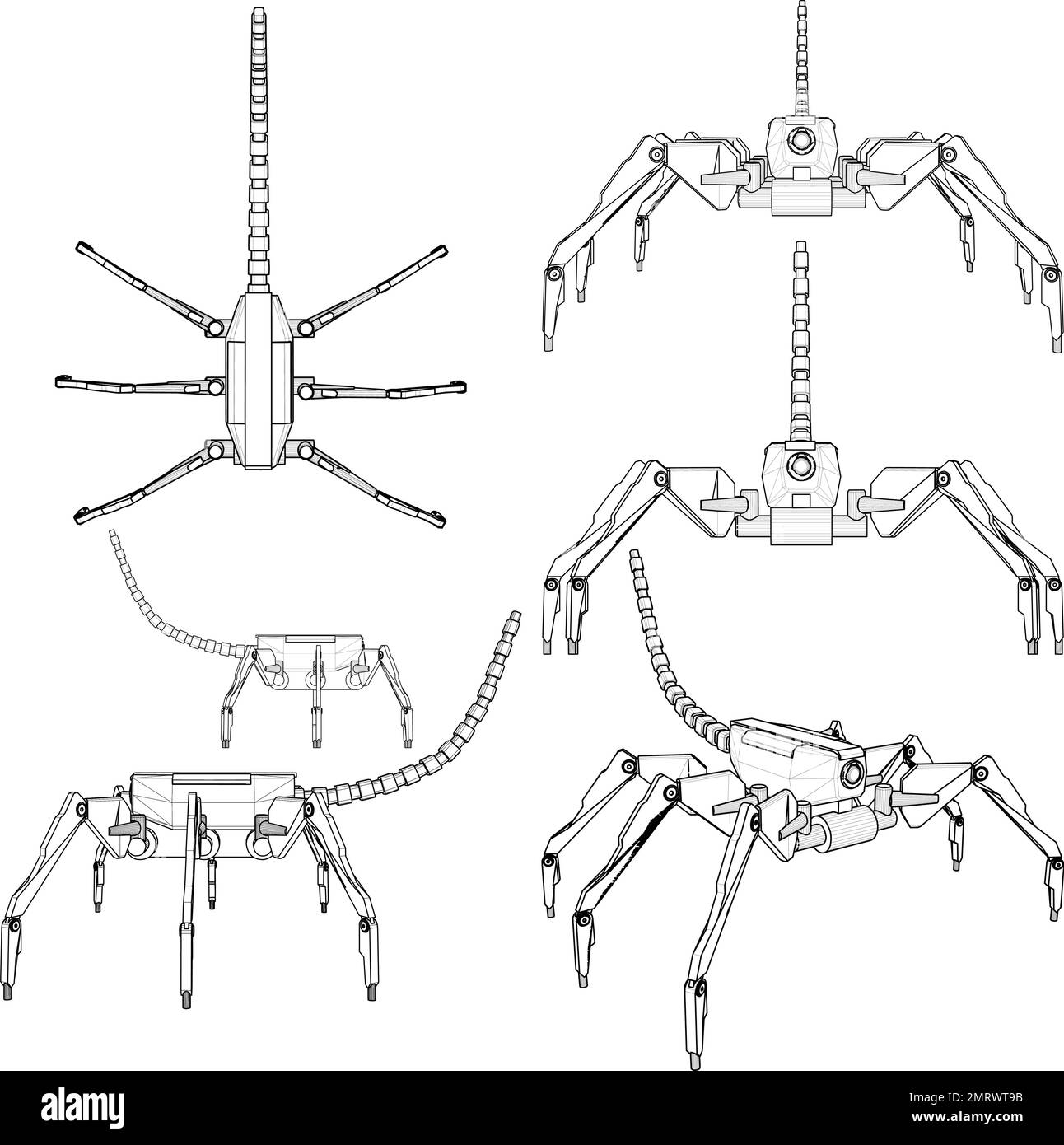 Robot Spider Android Vector 01. Illustration isolée sur fond blanc. Illustration vectorielle de robot Spider. Illustration de Vecteur