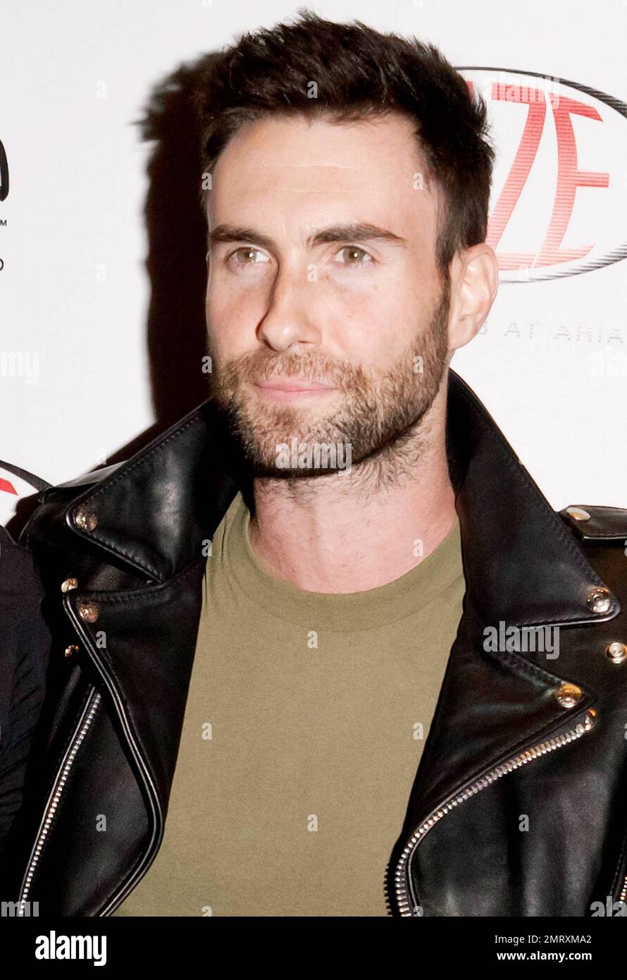 Adam Levine, de Maroon 5, pose pour les photographes de la Haze Nightclub à l'ARIA avant leur représentation au club. Le groupe récompensé par le Grammy Award se prépare pour sa dernière tournée européenne afin de soutenir ses derniers albums. Las Vegas, Nevada 01/08/11. Banque D'Images