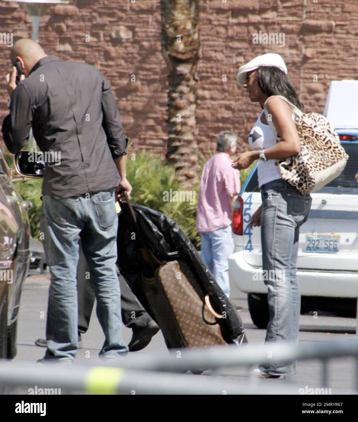 Exclusif !! Mel B et son nouveau hubby Stephen Belafonte sont arrivés à l'hôtel Palms pour se préparer aux VMA MTV. Las Vegas, Nevada 9/9/07. Banque D'Images