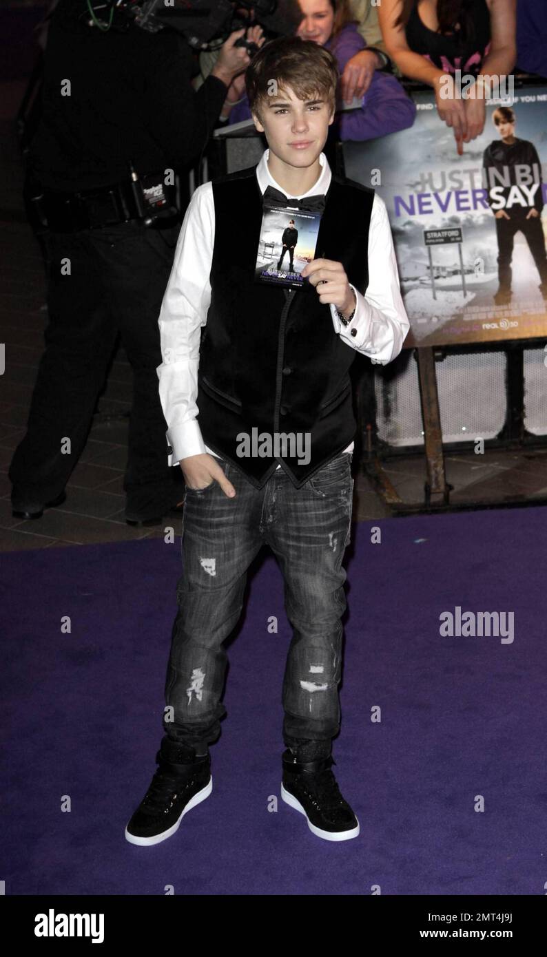 Justin Bieber à la première de 'jamais dire jamais' à l'Arena O2. Londres, Royaume-Uni. 2/16/11. Banque D'Images