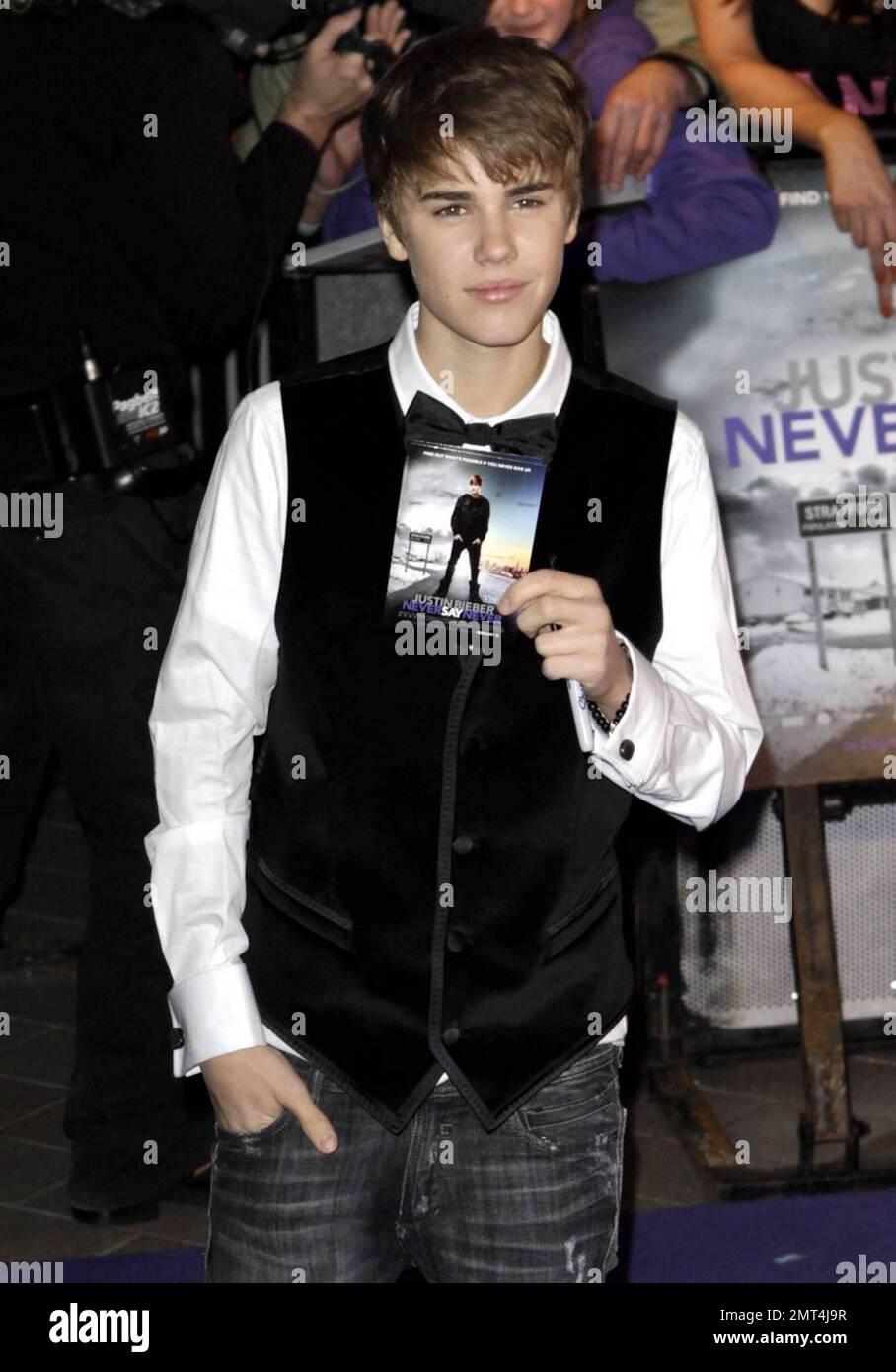 Justin Bieber à la première de 'jamais dire jamais' à l'Arena O2. Londres, Royaume-Uni. 2/16/11. Banque D'Images