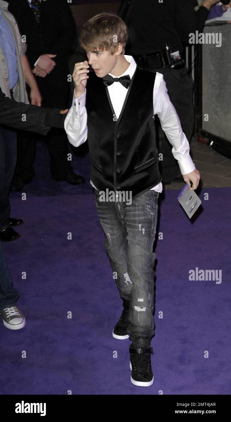 Justin Bieber à la première de 'jamais dire jamais' à l'Arena O2. Londres, Royaume-Uni. 2/16/11. Banque D'Images