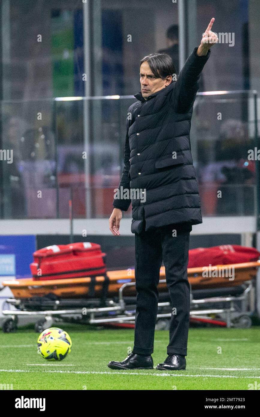 Milan, Italie - janvier 31 2023 - Inter-Atalanta Coppa Italia - inzaghi simone entraîneur f.c. internazionale Banque D'Images