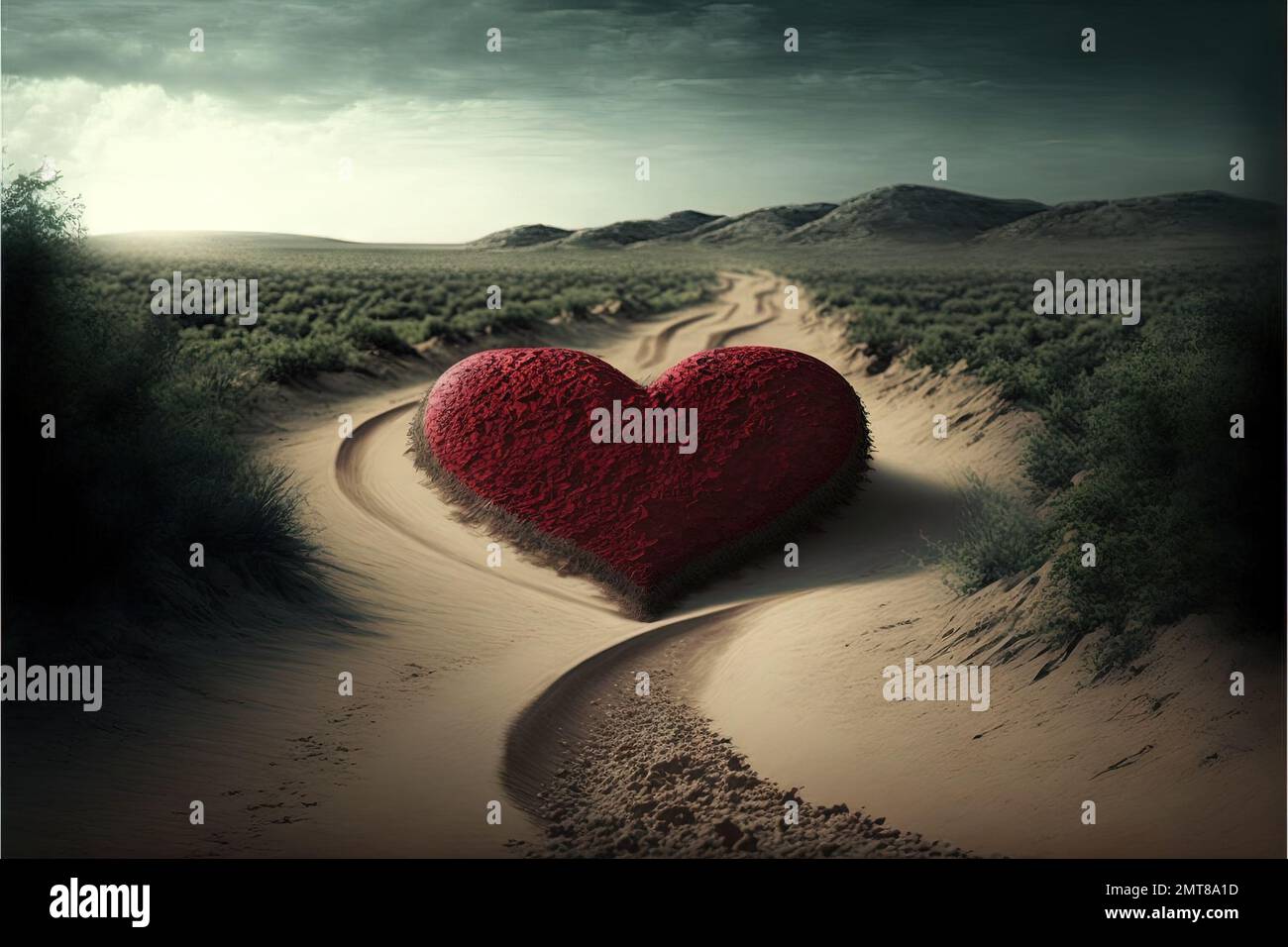 Le Chemin De L Amour Le chemin de l'amour à grand coeur rouge coeur Saint-Valentin concept  illustration Generative ai Photo Stock - Alamy