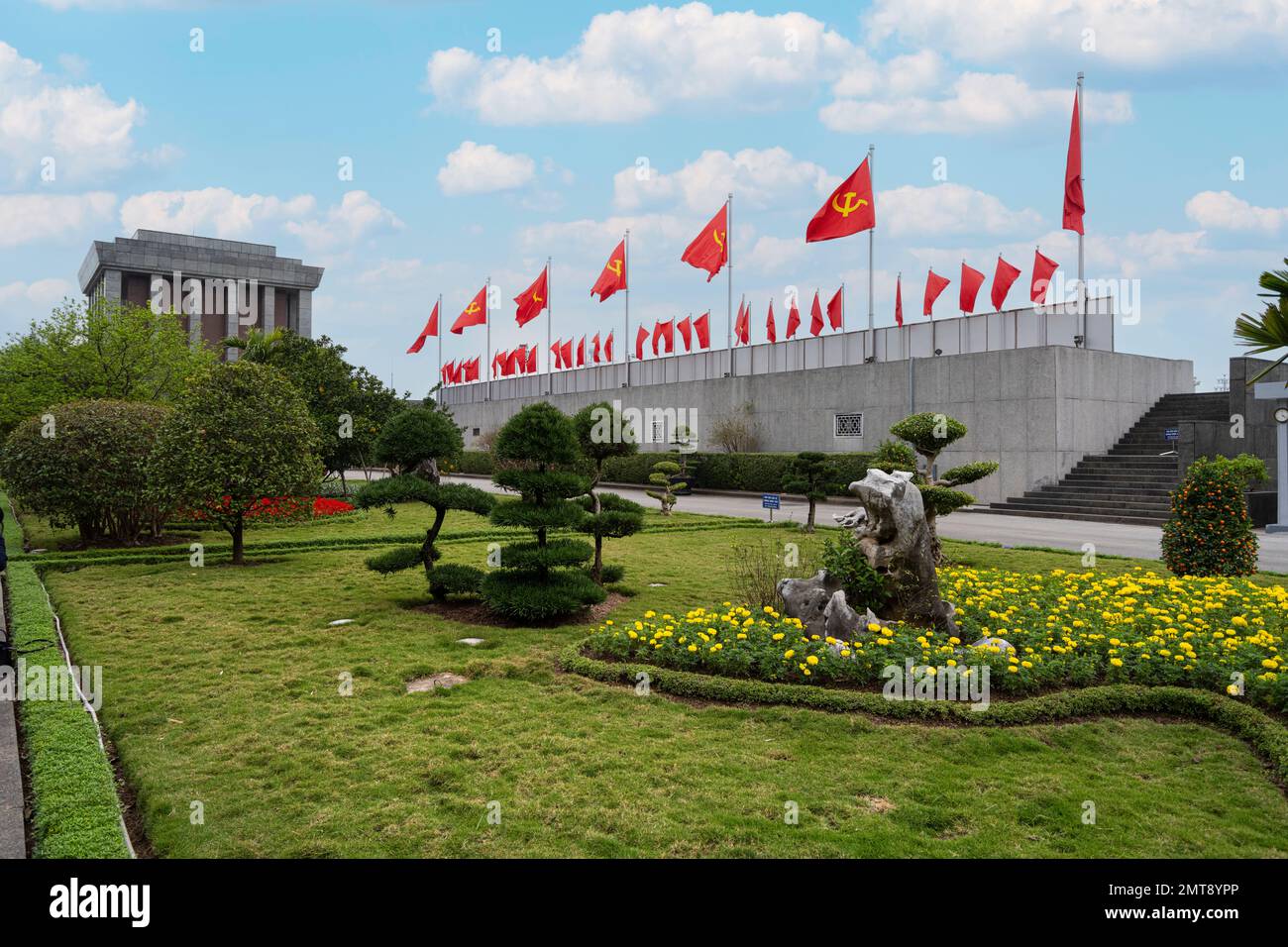 Hanoï, Vietnam, janvier 2023. Vue panoramique sur le mausolée de Ho Chi Minh dans le centre-ville Banque D'Images