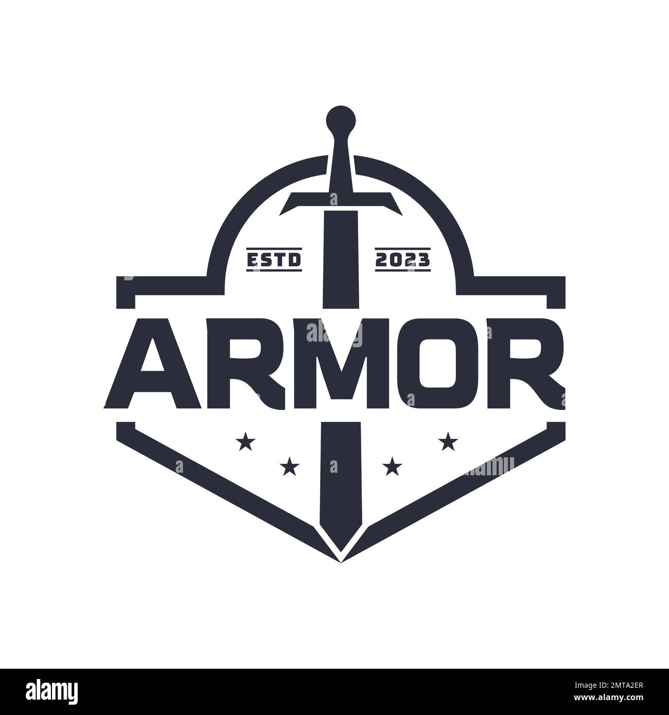 Design inspiration Blade Armor arme Silhouette Emblem badge logo design, modèle de symbole Illustration de Vecteur
