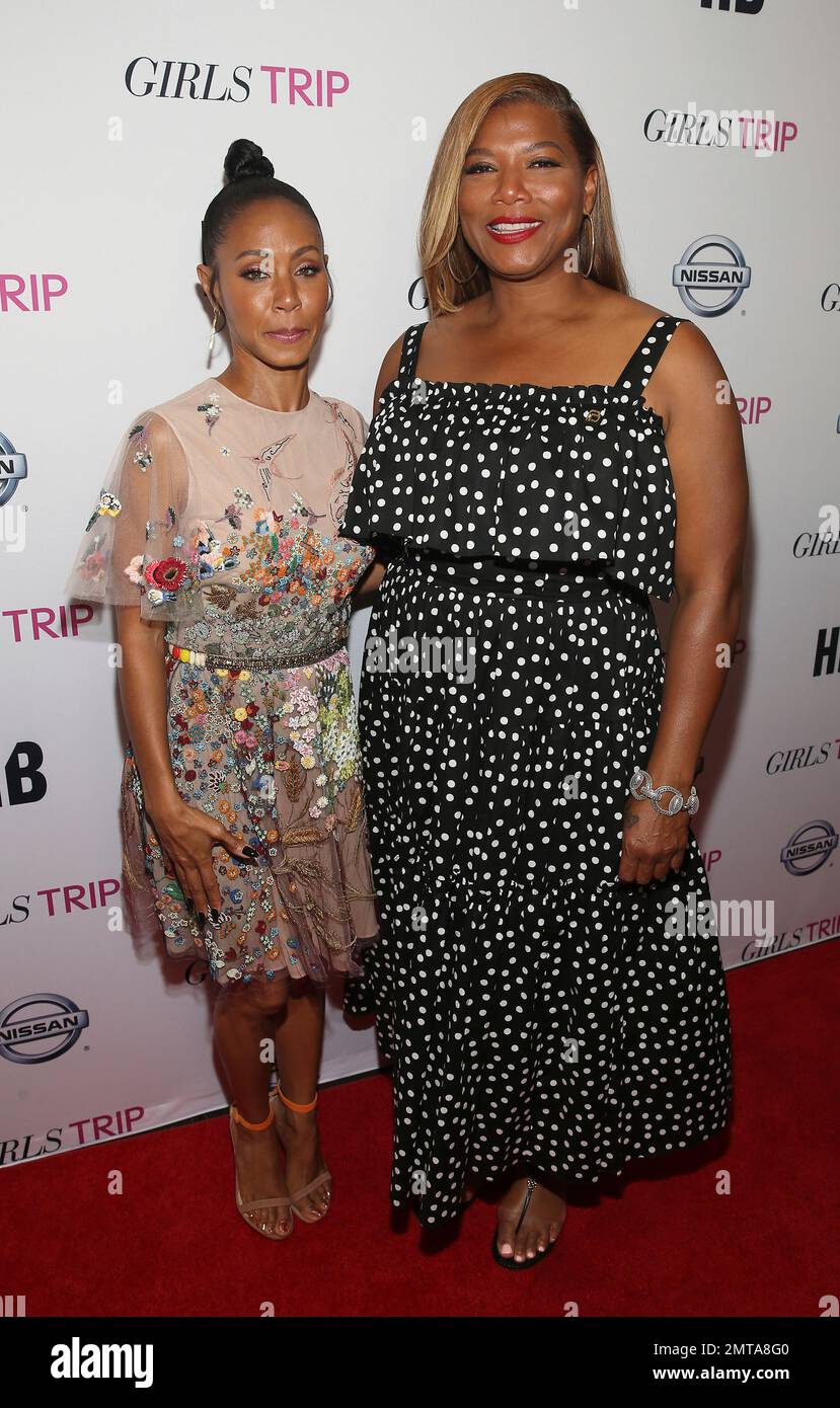 Actors Jada Pinkett Smith and Queen Latifah pose at a New Orleans Special Screening of Girls Trip at the Theatres at Canal Place on Friday, jun. 30, 2017, in New Orleans. (Photo by Donald Traill/Invision/AP) Banque D'Images
