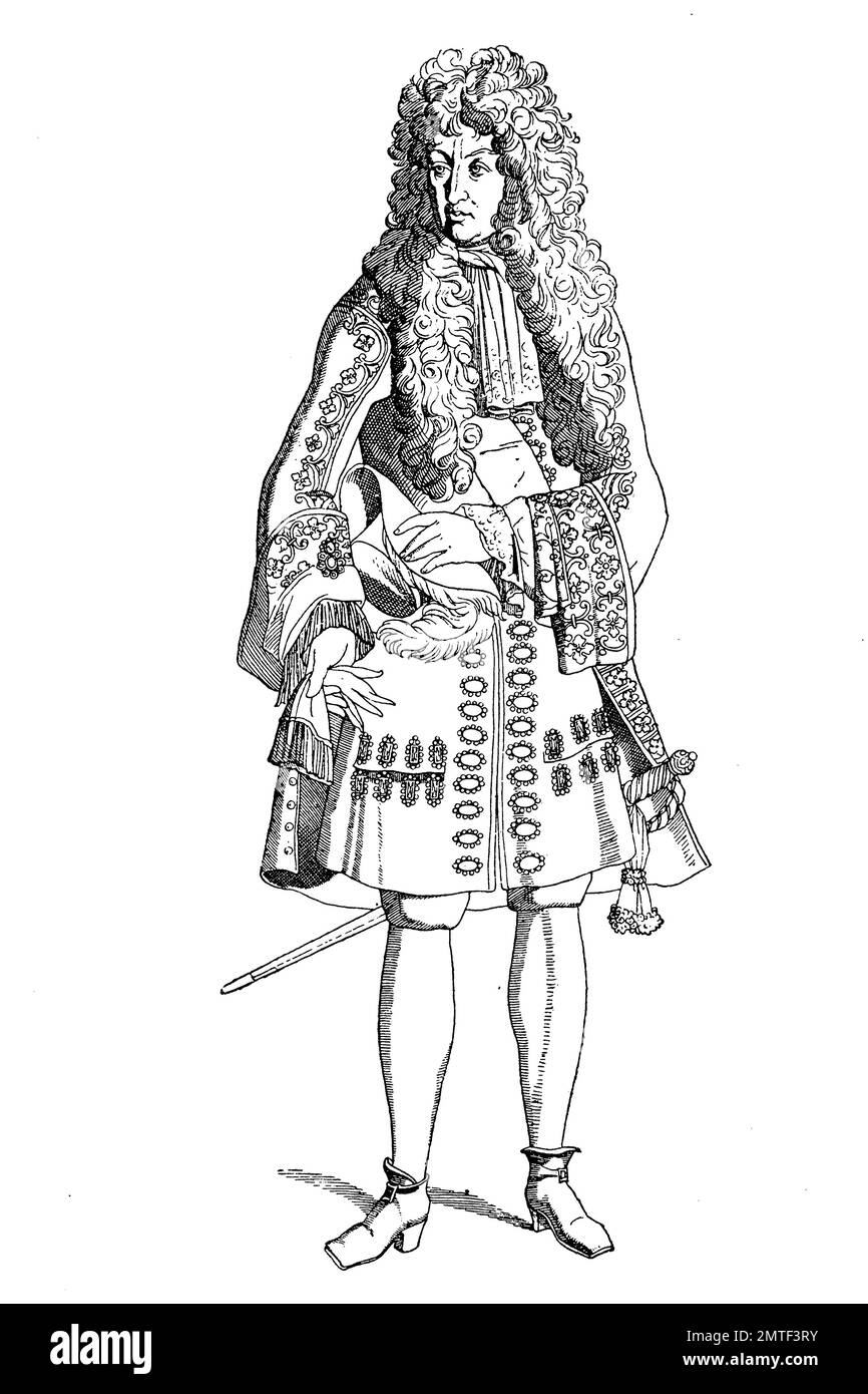 Louis XIV (5 septembre 1638 ? 1er septembre 1715), connu sous le nom de Louis le Grand (Louis le Grand) ou le Roi Soleil, 1698, im wign costume, histoire de la mode, des costumes story Banque D'Images