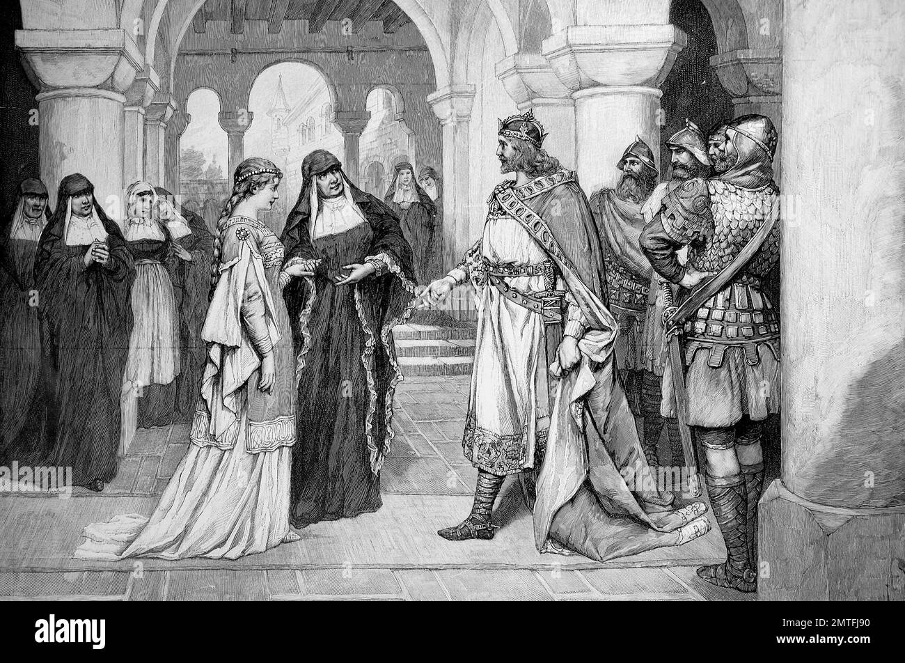 L'Henry Fowler, Heinrich der Finkler ou Heinrich der Vogler, 876 - le 2 juillet, 936, était le duc de Saxe de 912 et l'élu roi de Francie orientale. Ici ses fréquentations pour illustration historique, Wettin Banque D'Images