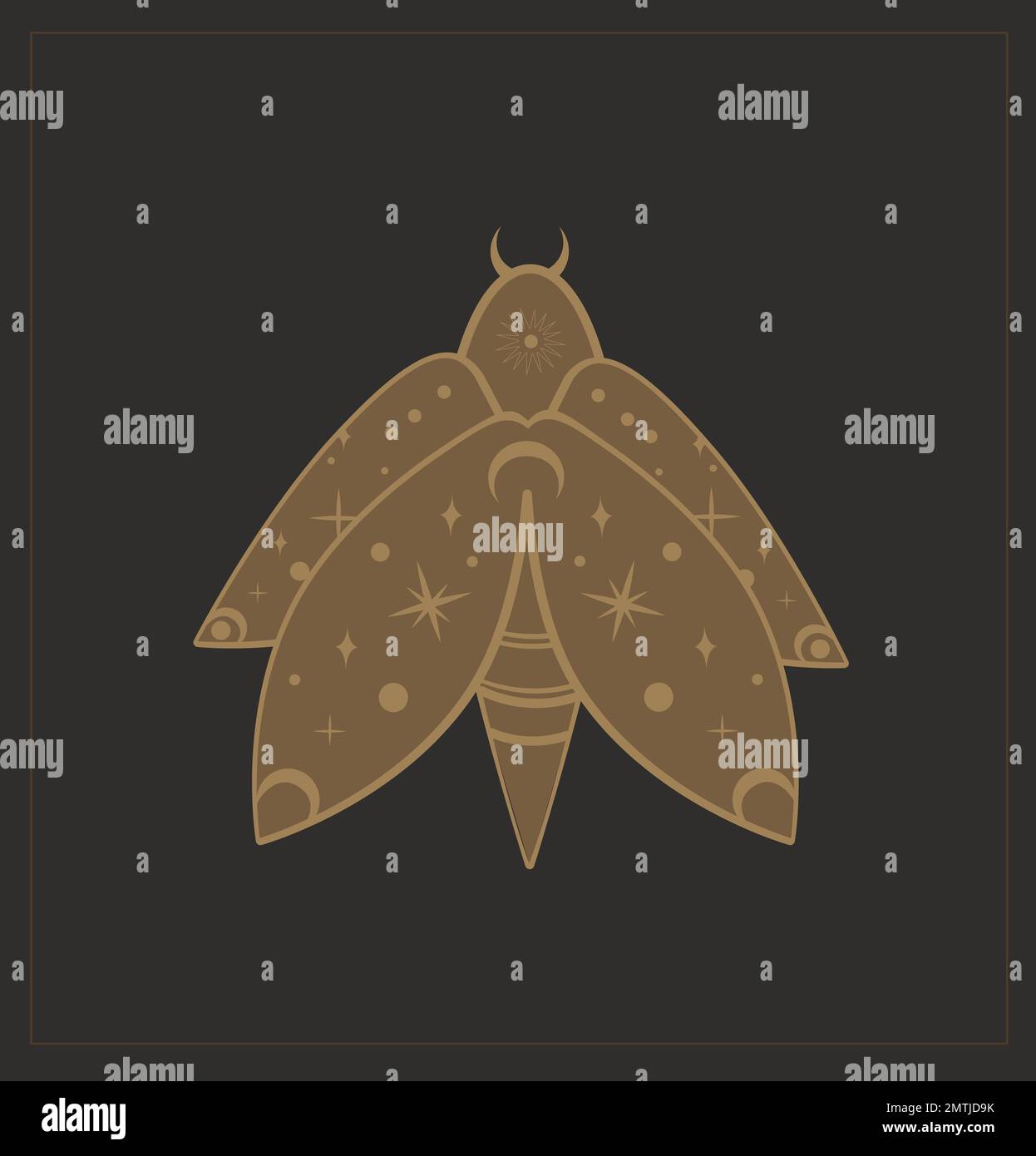 Vecteur sorcière magie de conception élément Night Fly Butterfly.Moth Insect.Sacred Geometry Doodle,sketch magicien Template.Witchcraft symbole illustration isola Banque D'Images