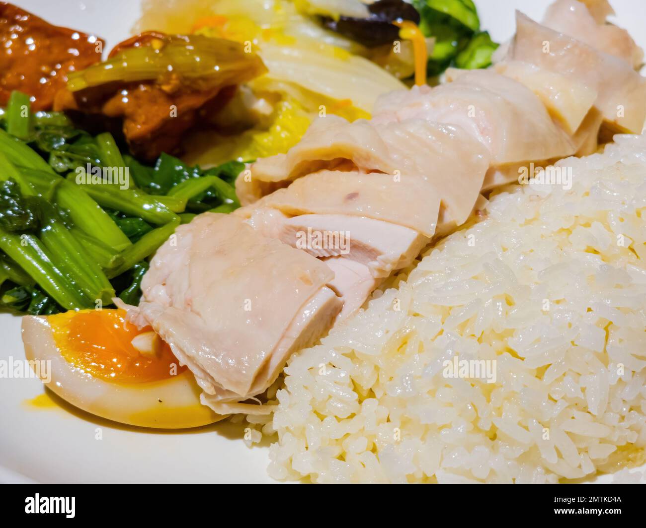 Gros plan de riz au poulet Hainanese à Taipei, Taïwan Banque D'Images