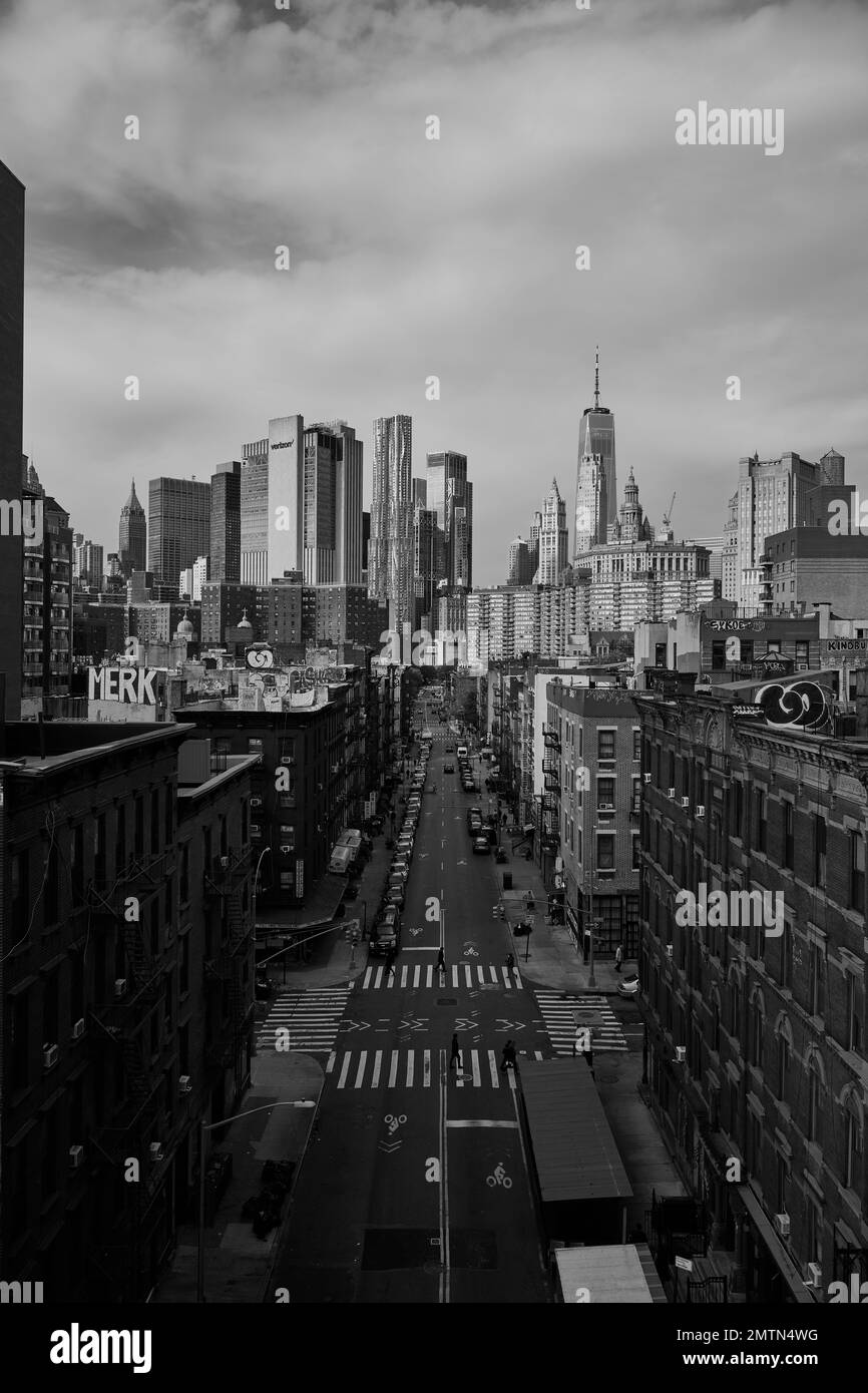 Photo de rue noir et blanc de Manhattan, New York Banque D'Images