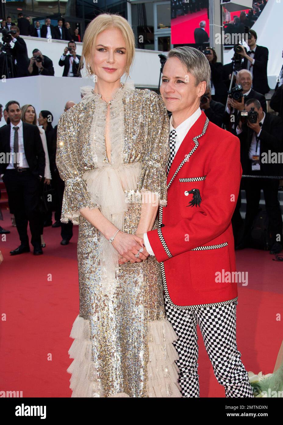 Nicole Kidman, left, and John Cameron Mitchell leave after the screening of the film How To Talk To Girls At Parties at the 70th international film festival, Cannes, southern France, Sunday, May 21, 2017. (Photo by Arthur Mola/Invision/AP) Banque D'Images