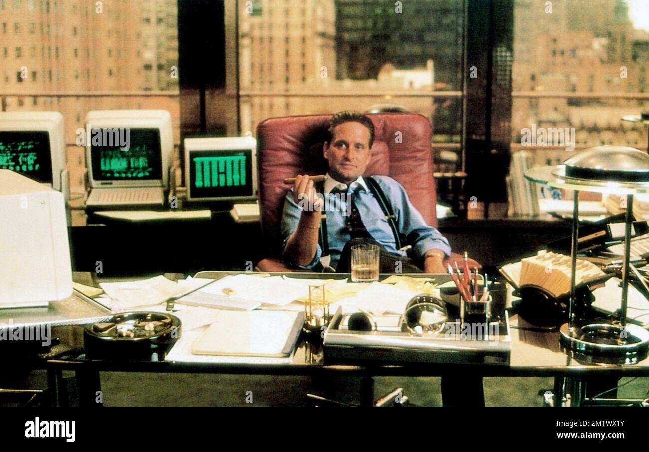 Wall Street année : 1987 USA Directeur : Oliver Stone Michael Douglas Banque D'Images