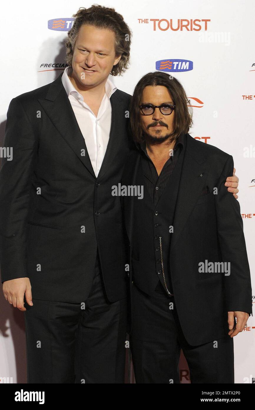Johnny Deep et Florian Henckel Von Donnersmarck lors de la première de 'The Tourist' à Rome, Italie. 12/15/10. Banque D'Images