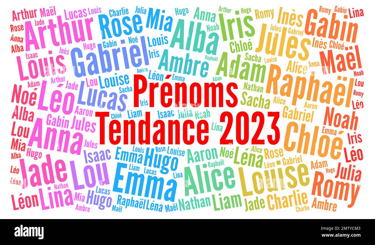 Les premiers noms tendance en 2023 en France Banque D'Images