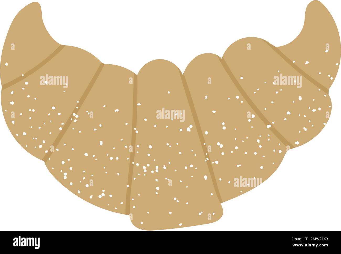 Illustration d'un croissant plat vectoriel. Icône pâtisserie française. Rouleau petit déjeuner texturé plat isolé sur fond blanc Illustration de Vecteur