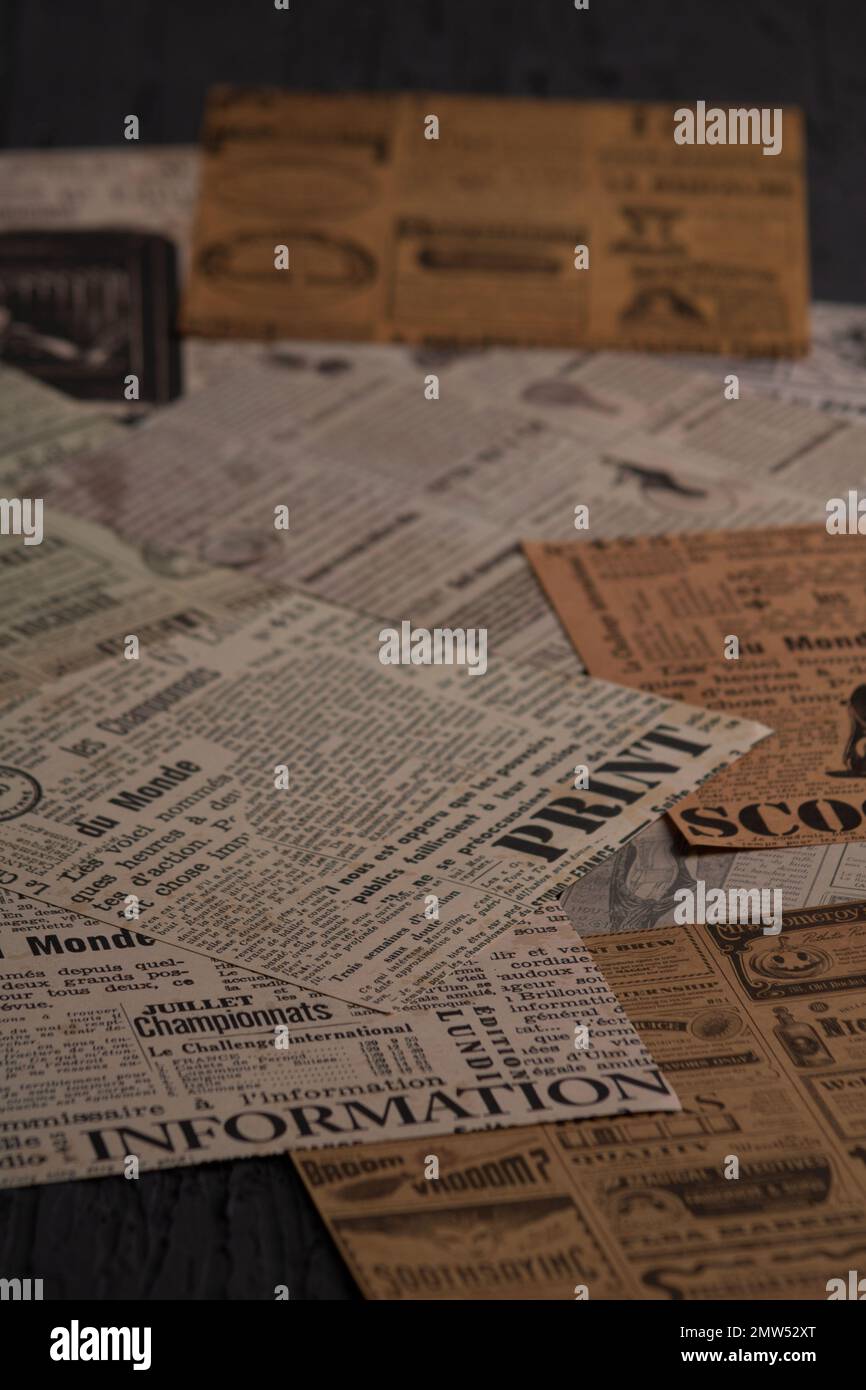 photos d'arrière-plans de vieux journaux en gros plan Banque D'Images