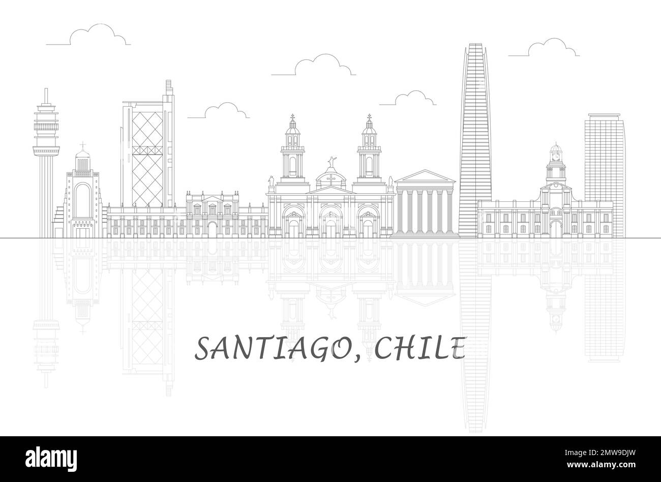 Aperçu Skyline panorama de la ville de Santiago, Chili - illustration vectorielle Illustration de Vecteur