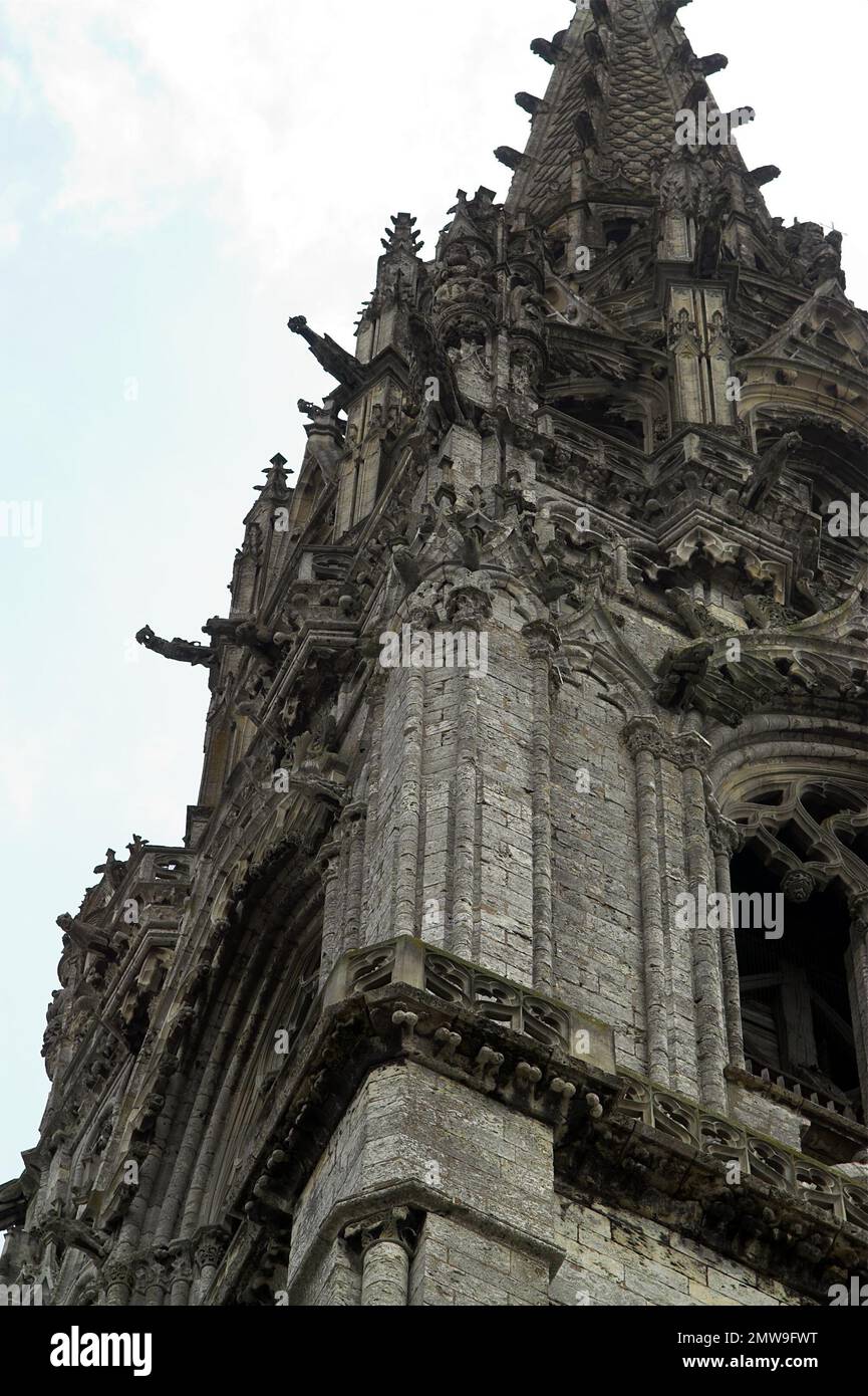 Chartres Francja France Frankreich, Cathédrale notre-Dame, Cathédrale notre-Dame, Kathedrale, fragment de tour nord gothique tardif, Spätgotischer Nordturm Banque D'Images