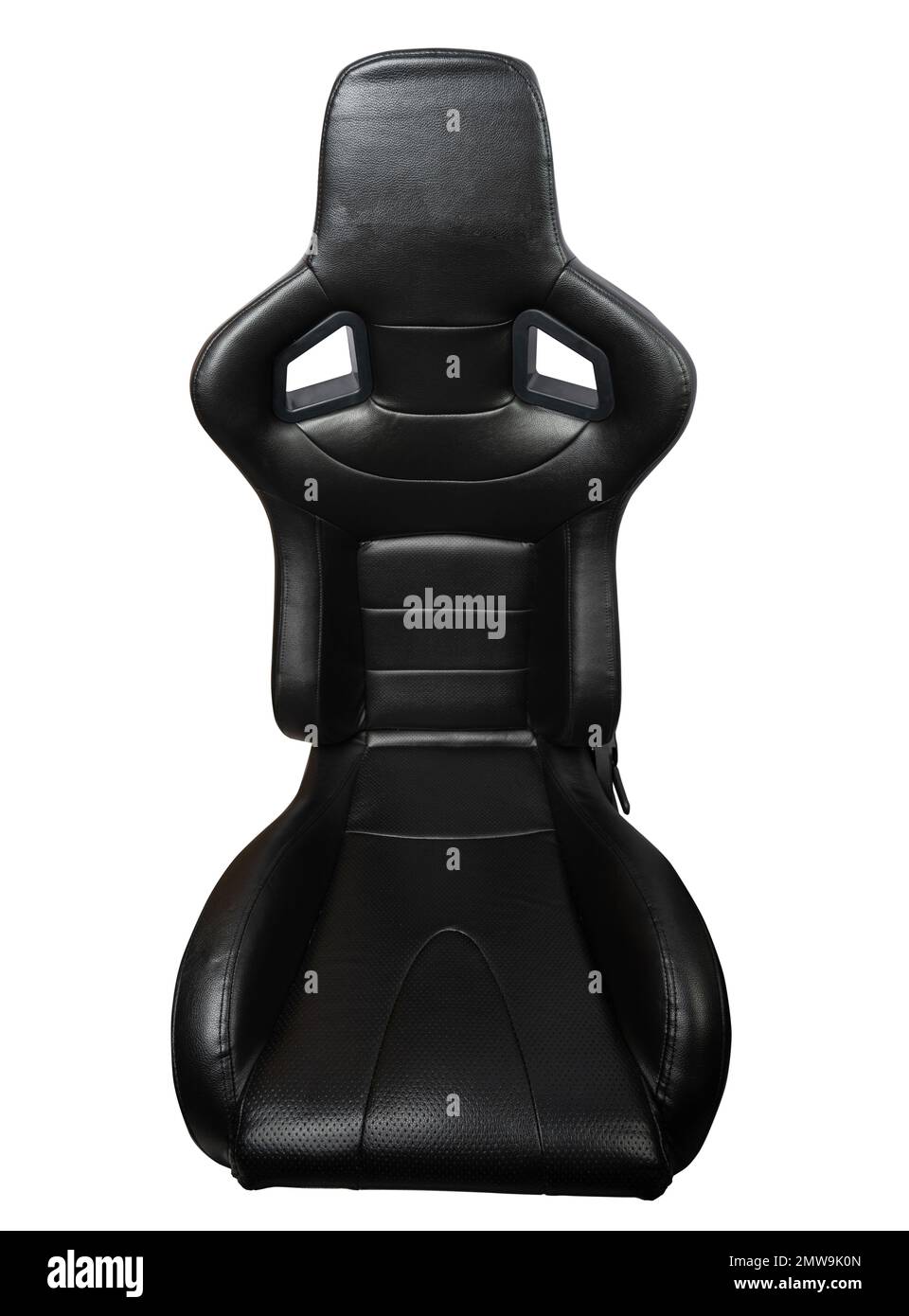Siège noir en cuir de voiture de course au-dessus de la vue de dessus isolée Banque D'Images