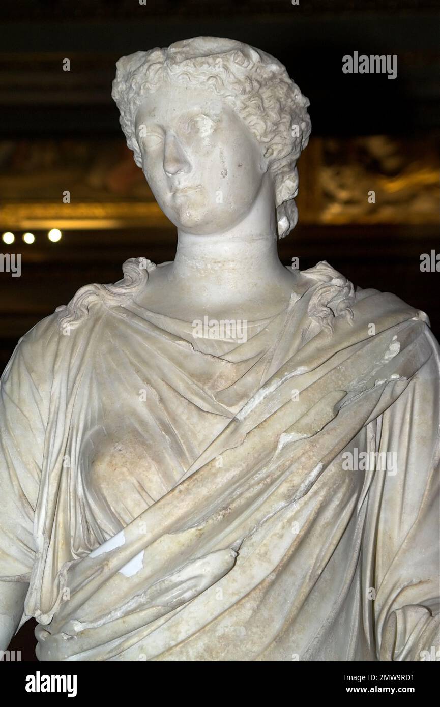 Paryż, Paris, Musée du Louvre, Francja, France, Frankreich, Livia Drusilla, sculpture romaine ancienne - statue d'une femme (détail) Banque D'Images