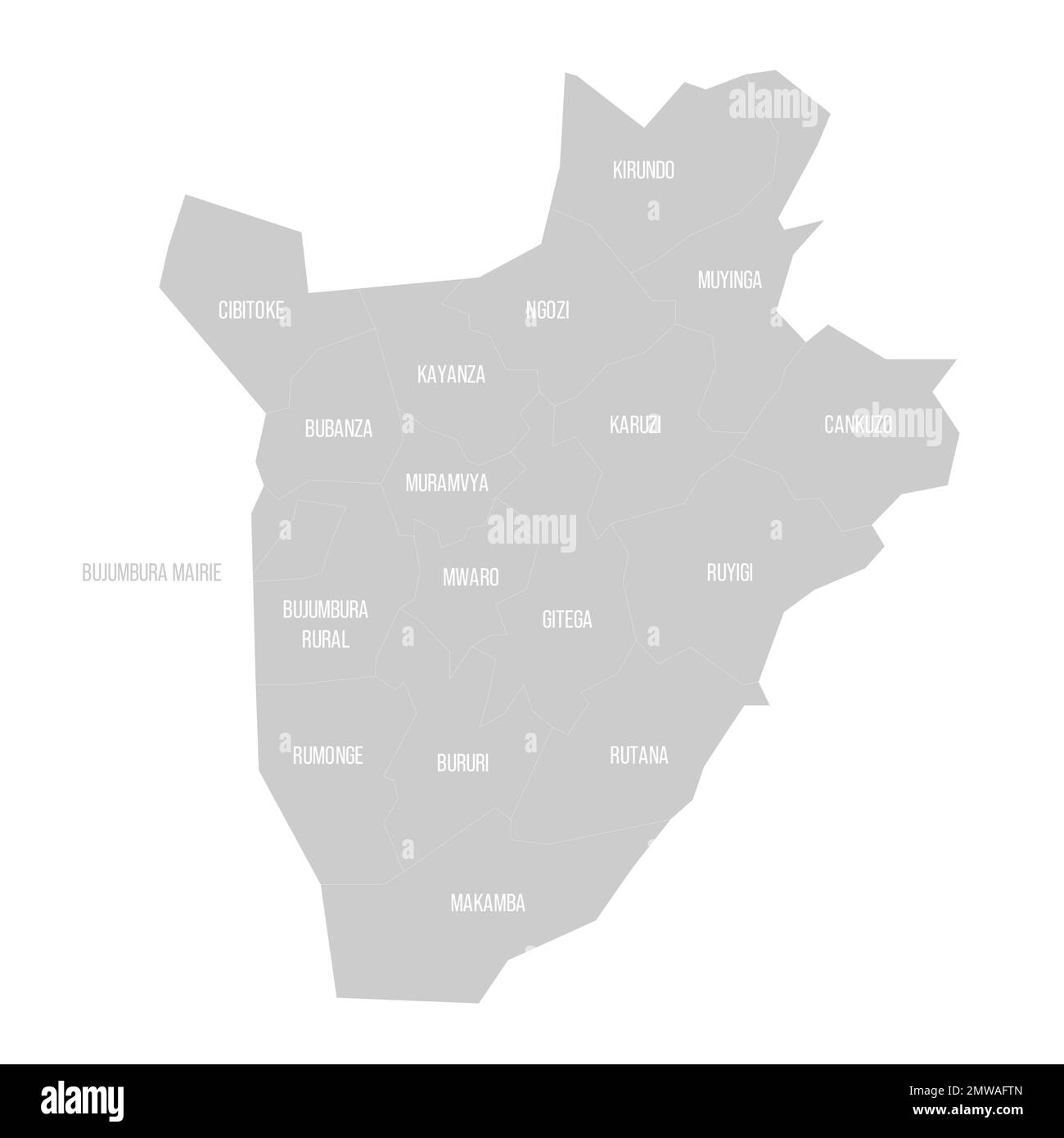 Burundi carte politique des divisions administratives Illustration de Vecteur