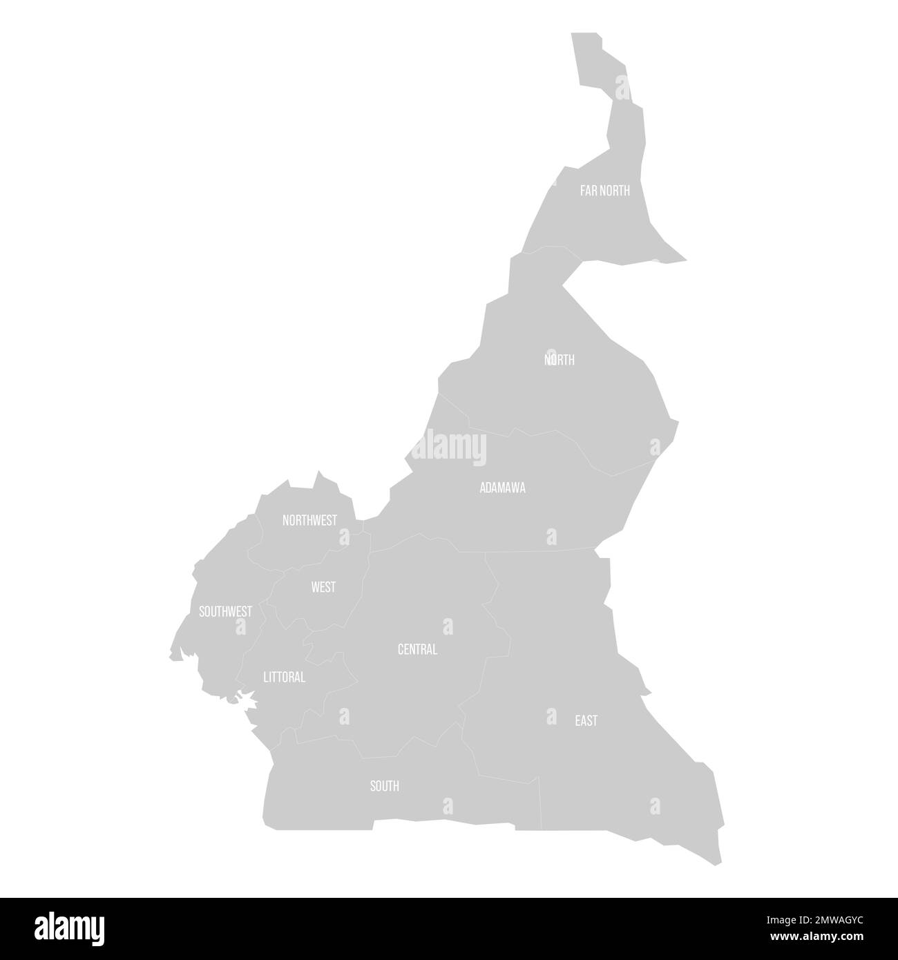 Cameroun carte politique des divisions administratives Illustration de Vecteur