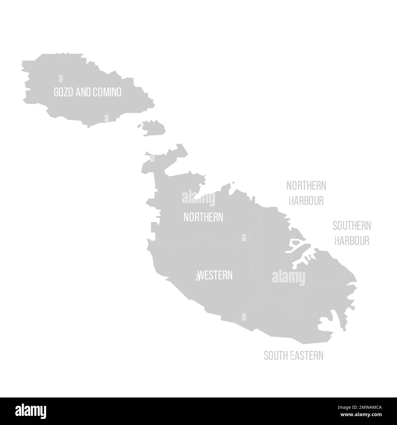 Malte carte politique des divisions administratives Illustration de Vecteur