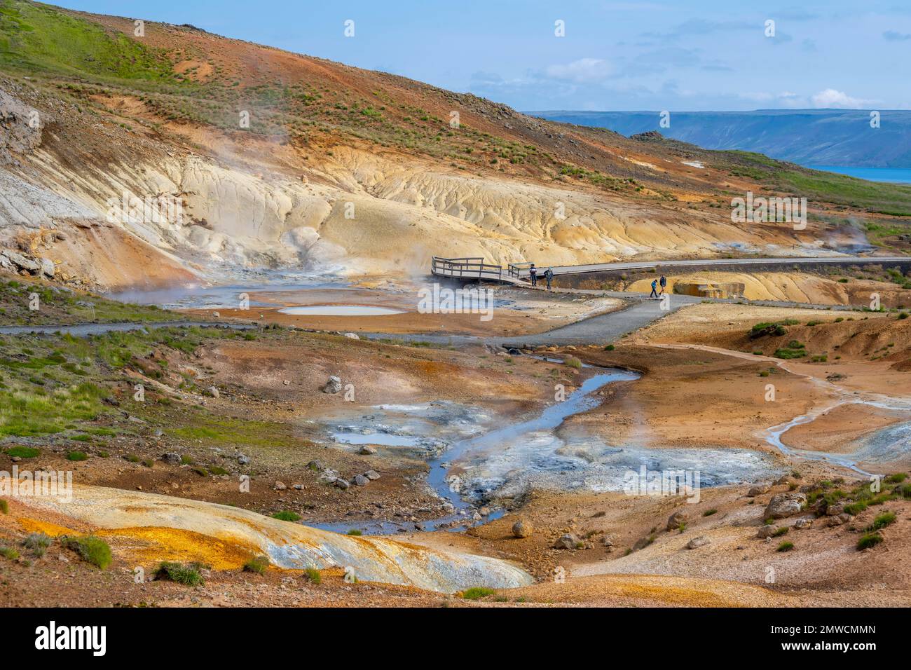 Zone géothermique de Seltun, gisements minéraux, système volcanique de Krysuvik, Islande Banque D'Images