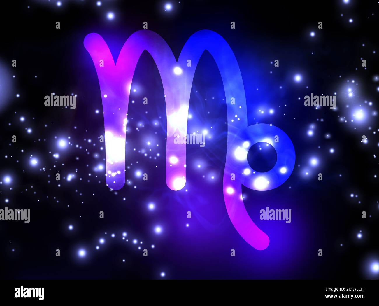 Signe astrologique Vierge et ciel nocturne avec des étoiles. Illustration Banque D'Images