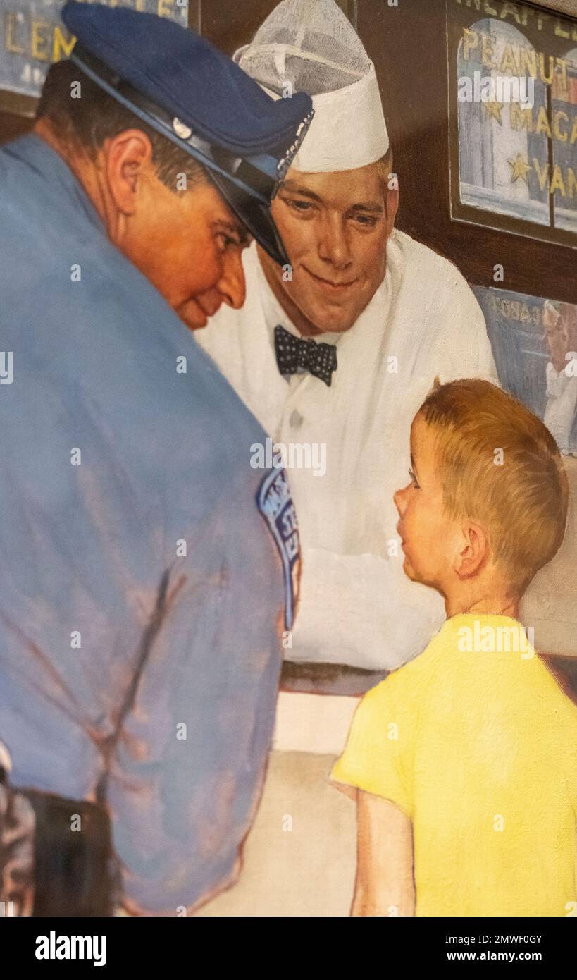 Norman Rockwell peinture appelé Runaway fait en 1958 pour le magazine Saturday Evening Post Banque D'Images