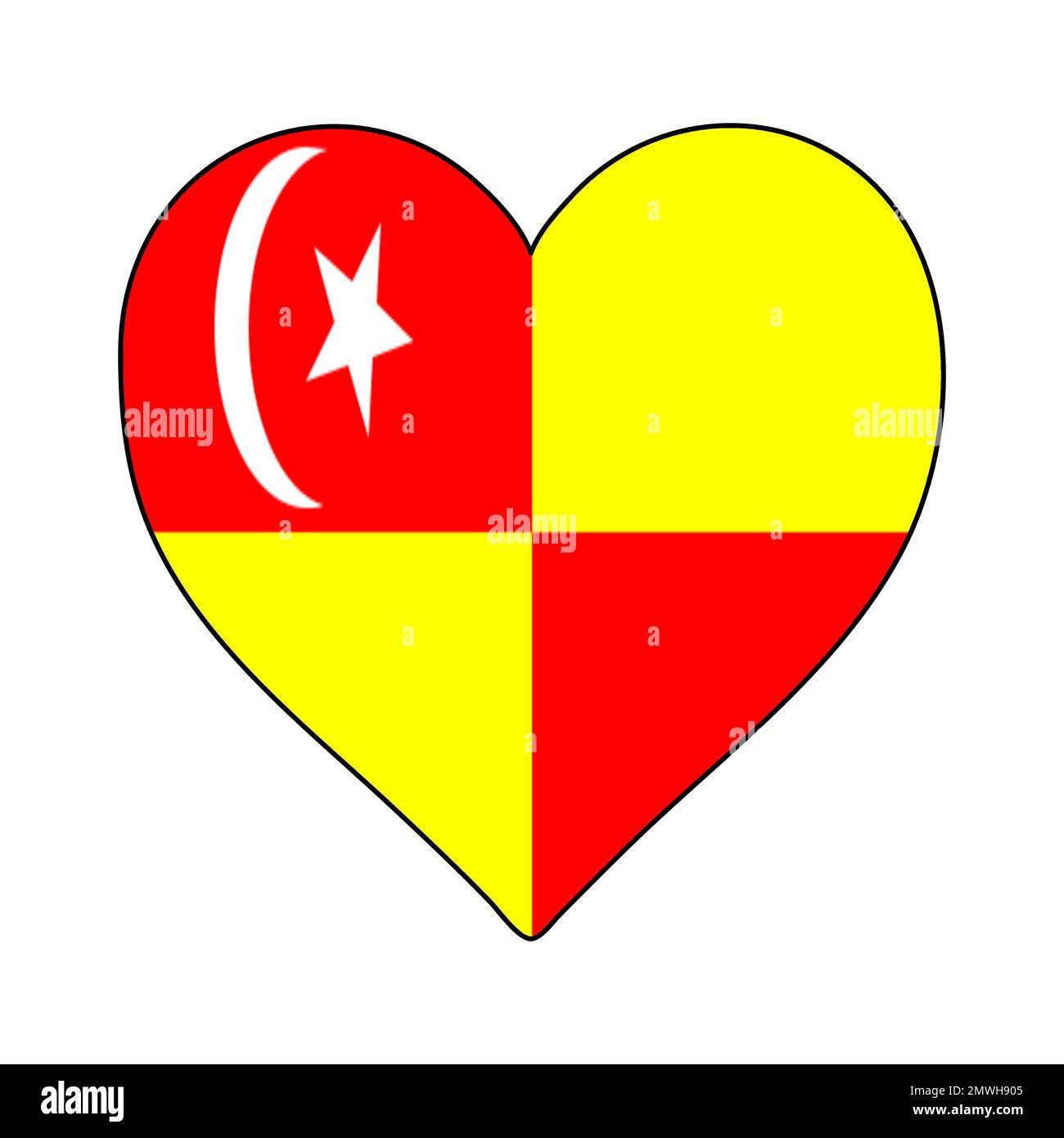 Indicateur de forme du coeur du Selangor. J'adore Selangor. Etat en Malaisie. Visitez la Malaisie. Conception graphique d'illustration vectorielle. Illustration de Vecteur