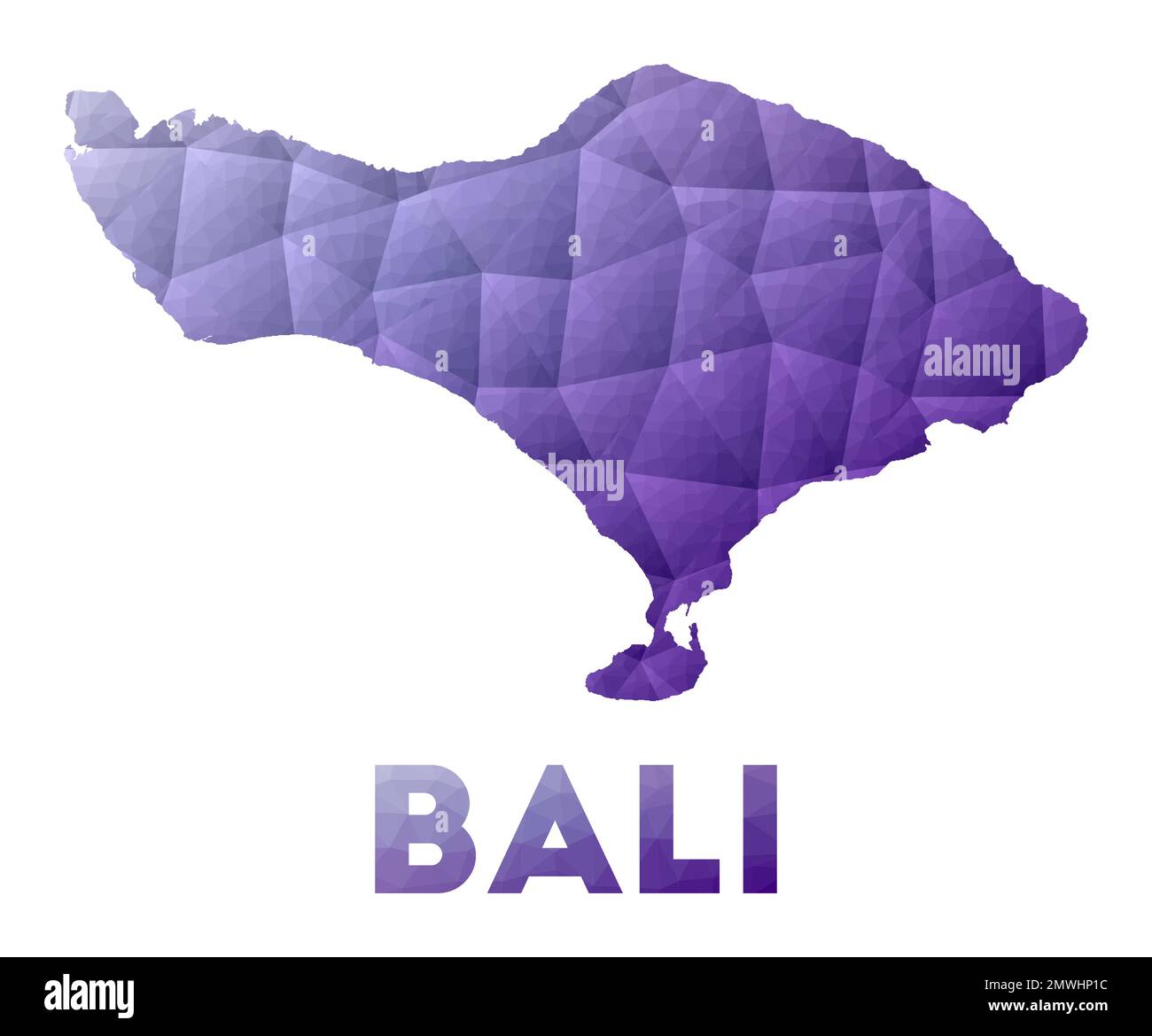 Carte de Bali. Illustration poly basse de l'îlot. Motif géométrique violet. Illustration de vecteur polygonal. Illustration de Vecteur