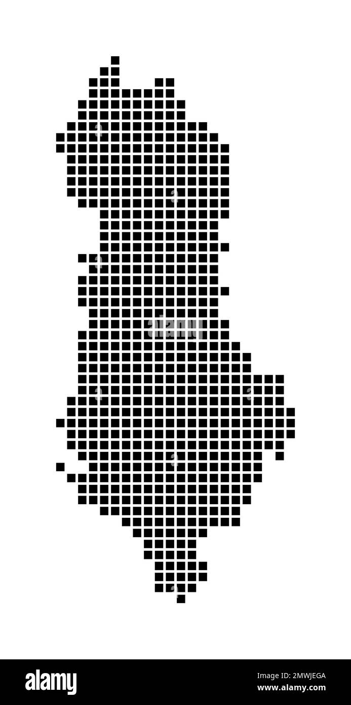 Carte de l'Albanie. Carte de l'Albanie en pointillé. Frontières du pays remplies de rectangles pour votre dessin. Illustration vectorielle. Illustration de Vecteur