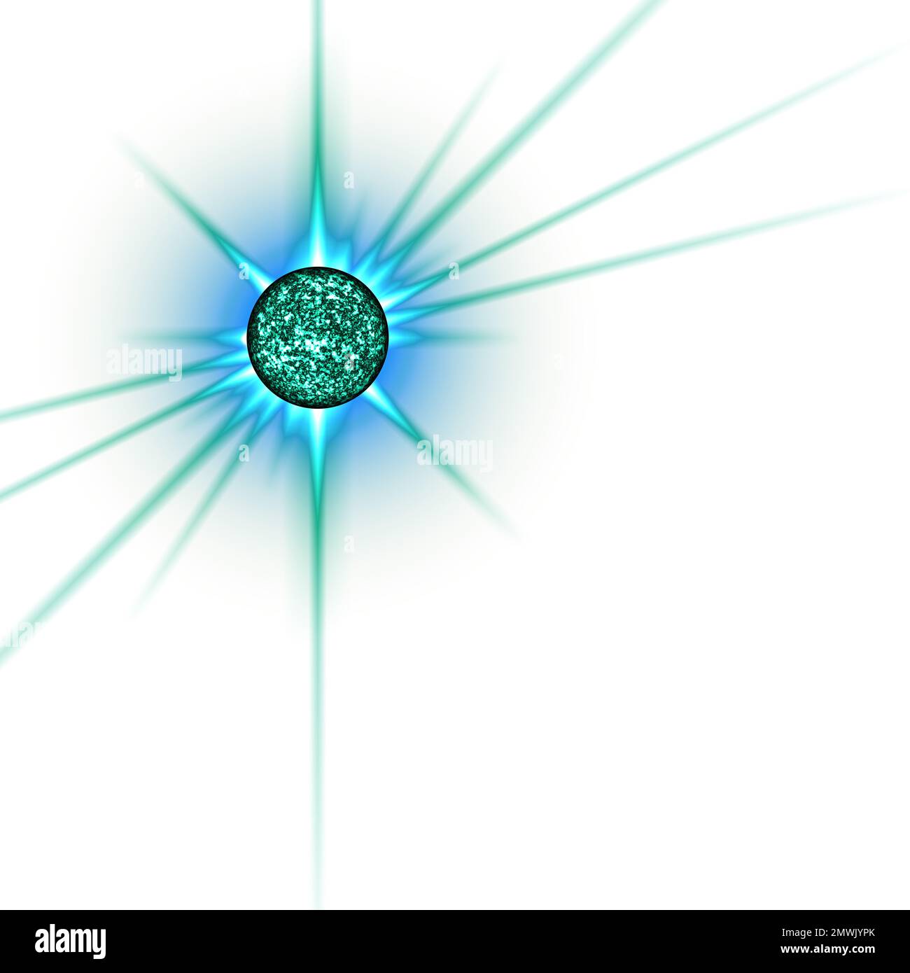 arrière-plan abstrait numériquement rendu du soleil de la planète cyan Banque D'Images
