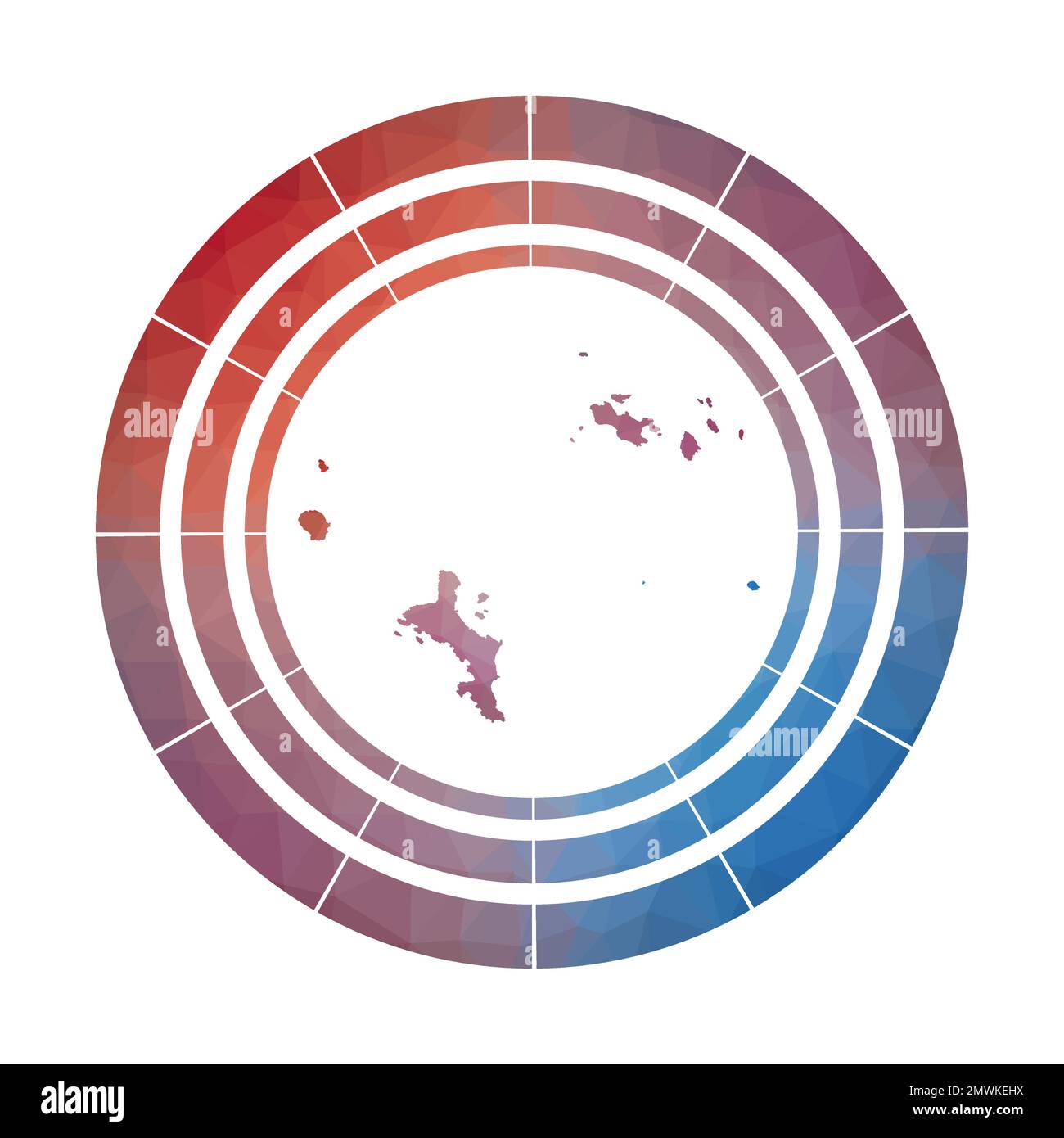 Badge Seychelles. Logo dégradé lumineux de l'île dans le style poly bas. Illustration de Vecteur