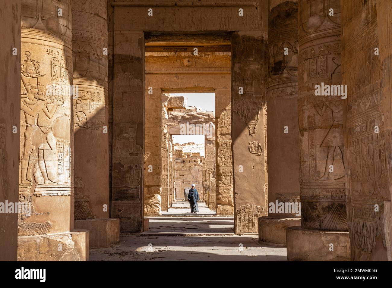 Garde de Temple au temple de Kom Ombo, Assouan, Égypte Banque D'Images
